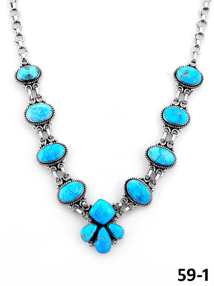 Southwest Handmade White Water Turquoise & Sterling Silver Necklace