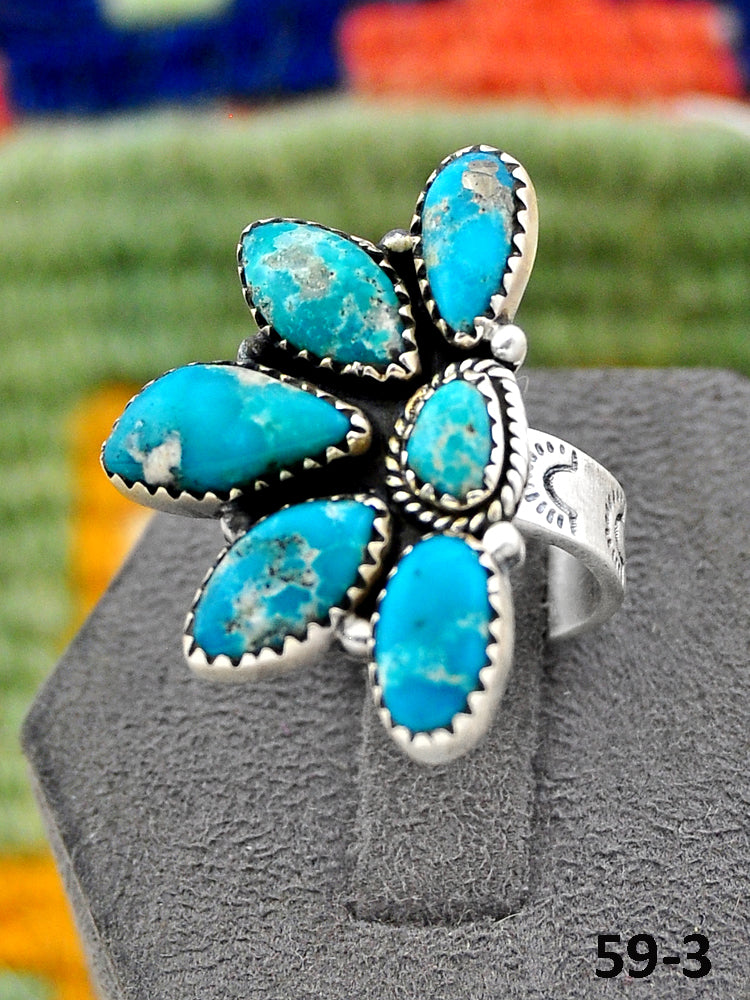 Southwest Handmade White Water Turquoise & Sterling Silver Adjustable Ring
