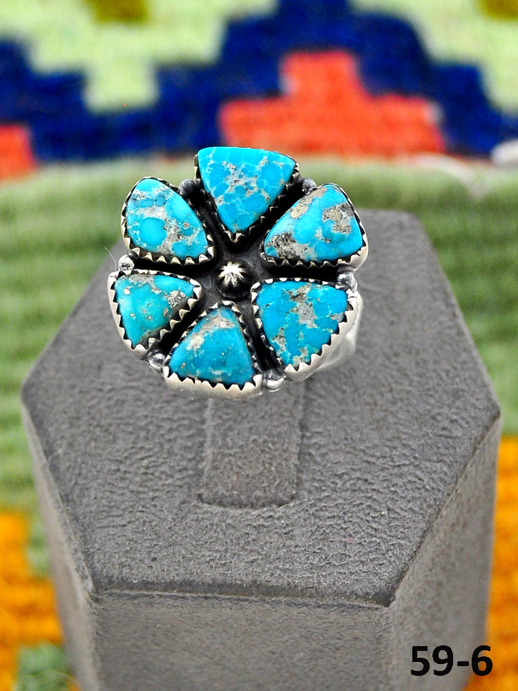 Southwest Handmade White Water Turquoise & Sterling Silver Adjustable Ring