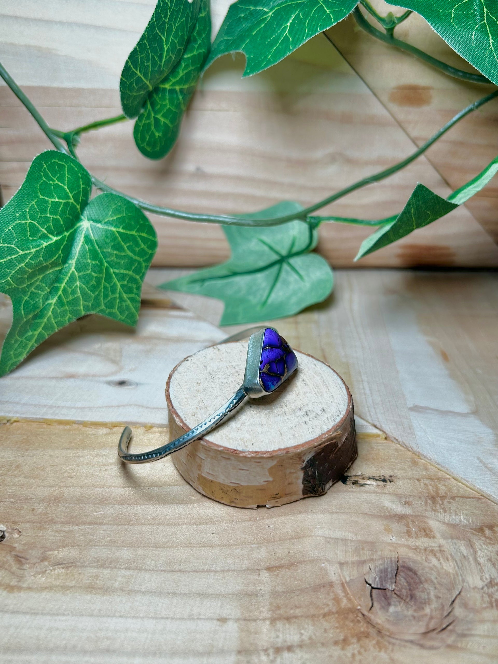 Navajo Made Purple Mohave Turquoise & Sterling Silver Cuff Bracelet