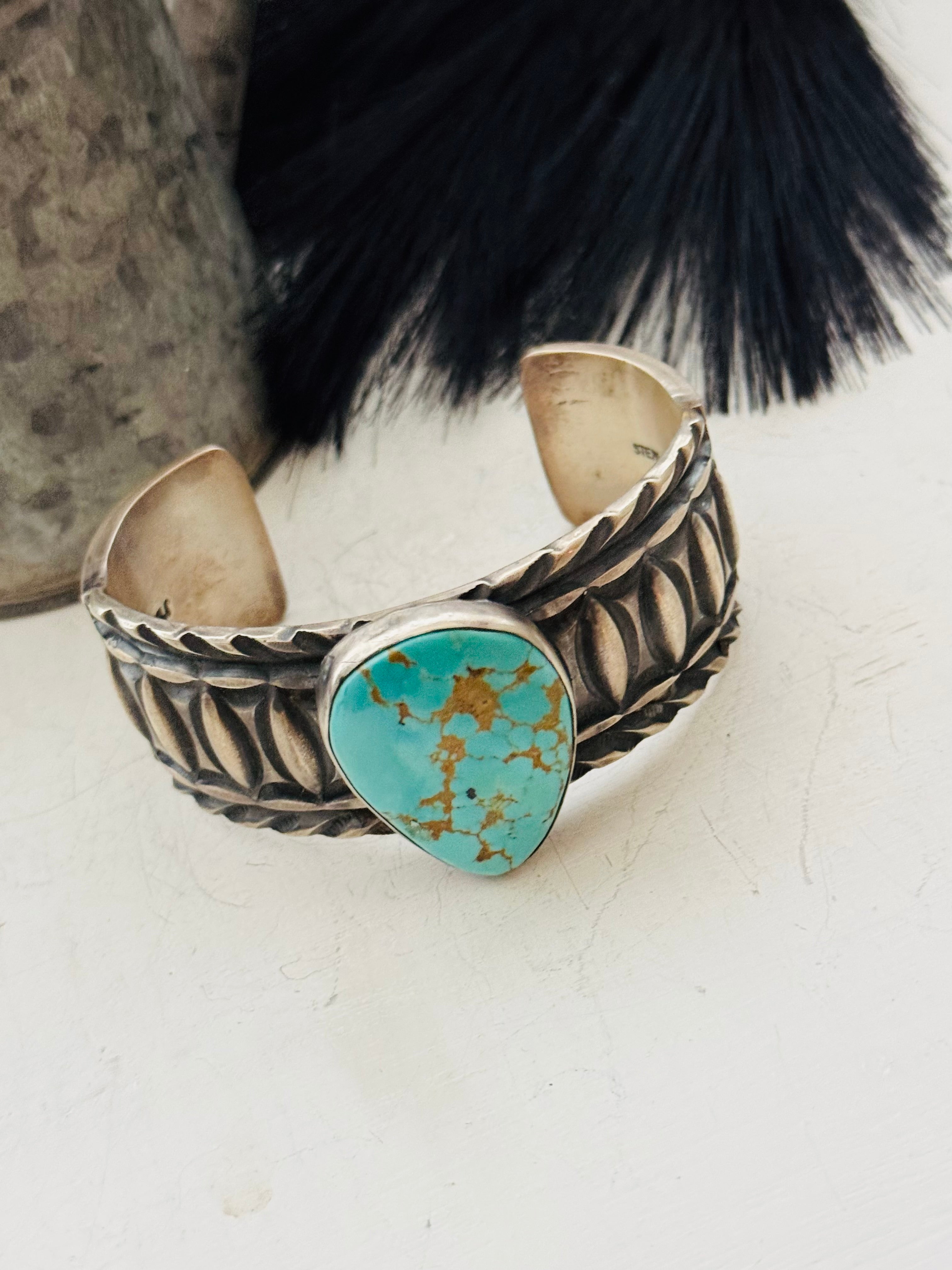 Jerold Tahe Kingman Turquoise & Sterling Silver Cuff Bracelet