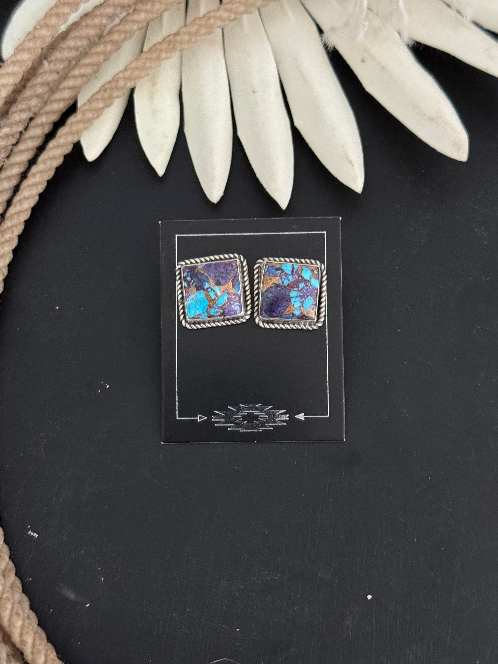 Freda Martinez Purple Mohave Turquoise & Sterling Silver Post Earrings