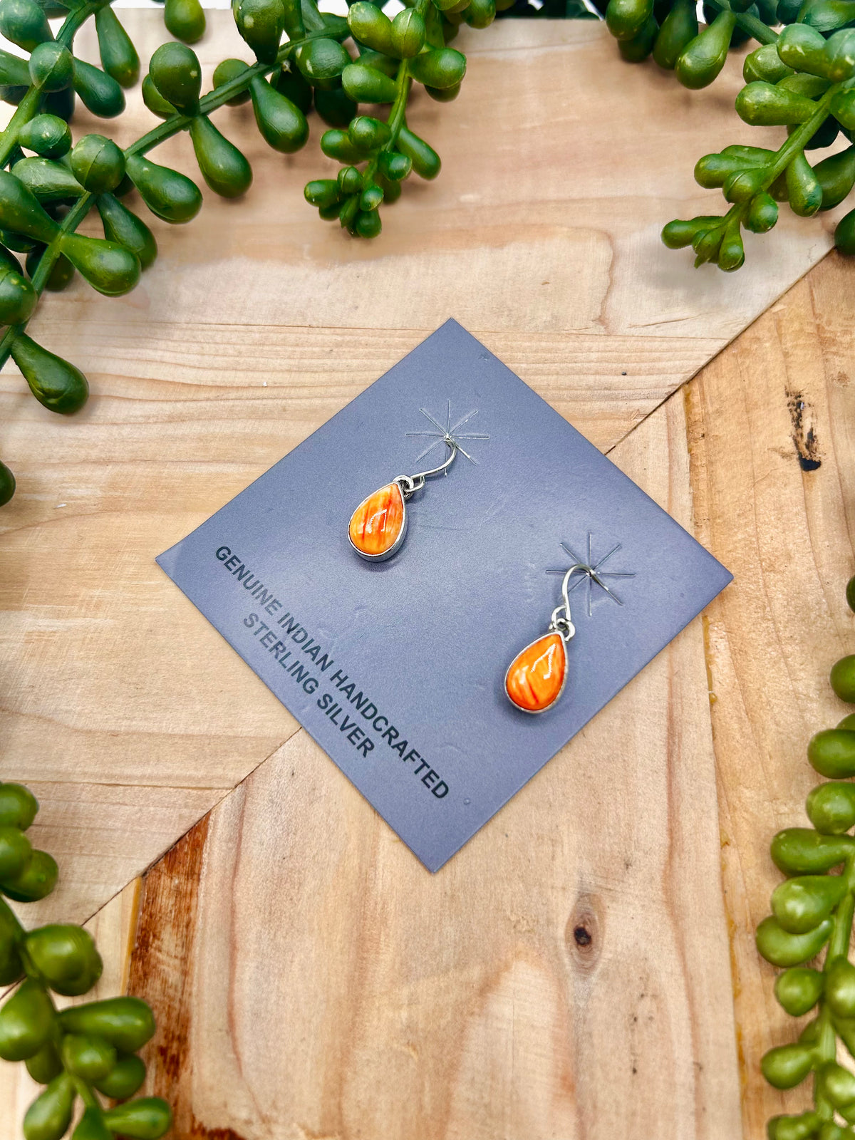 Navajo Made Spiny Oyster & Sterling Silver Hook Earrings