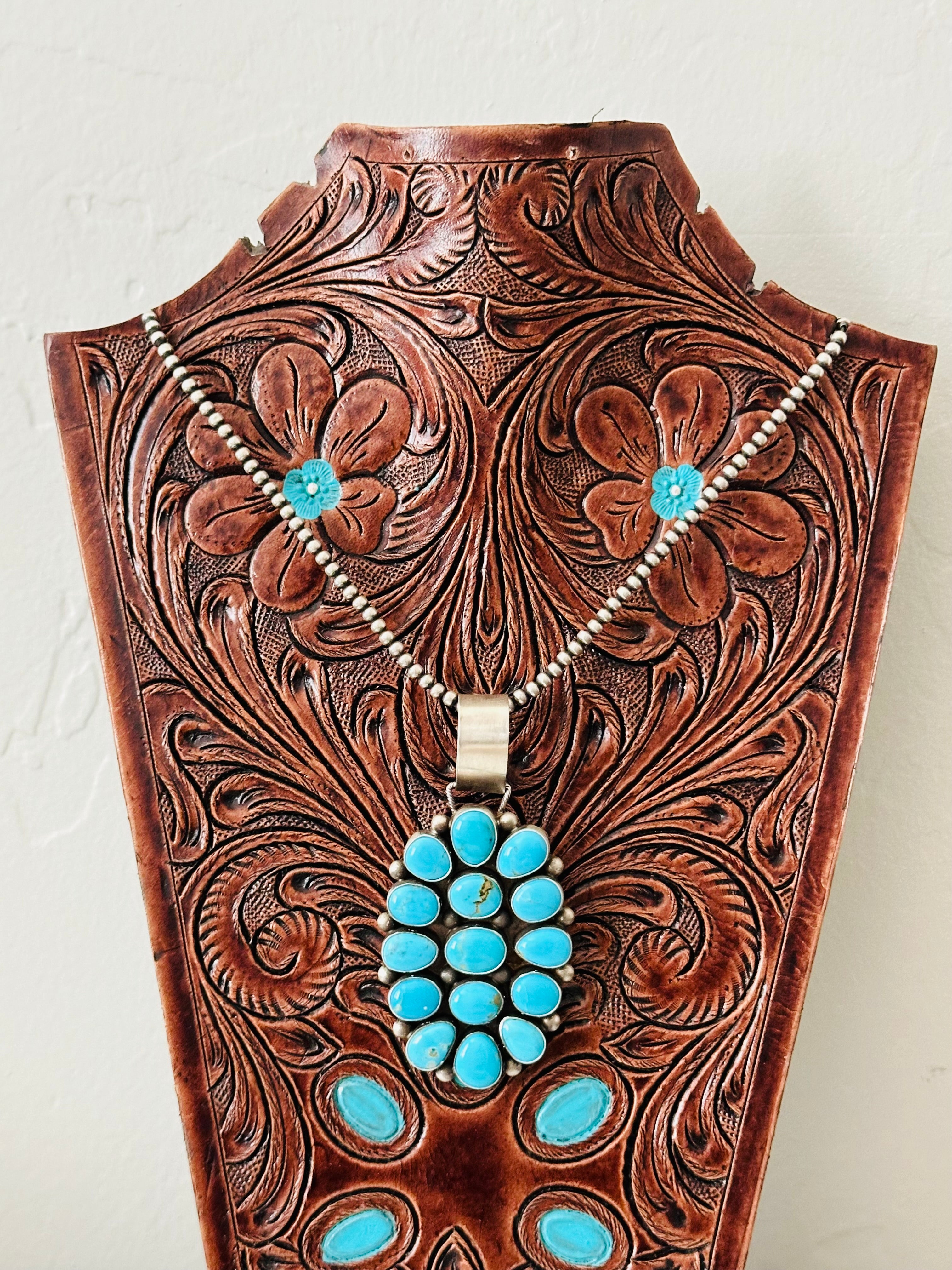 Dave Skeets Blue Ridge Turquoise & Sterling Silver Cluster Pendant