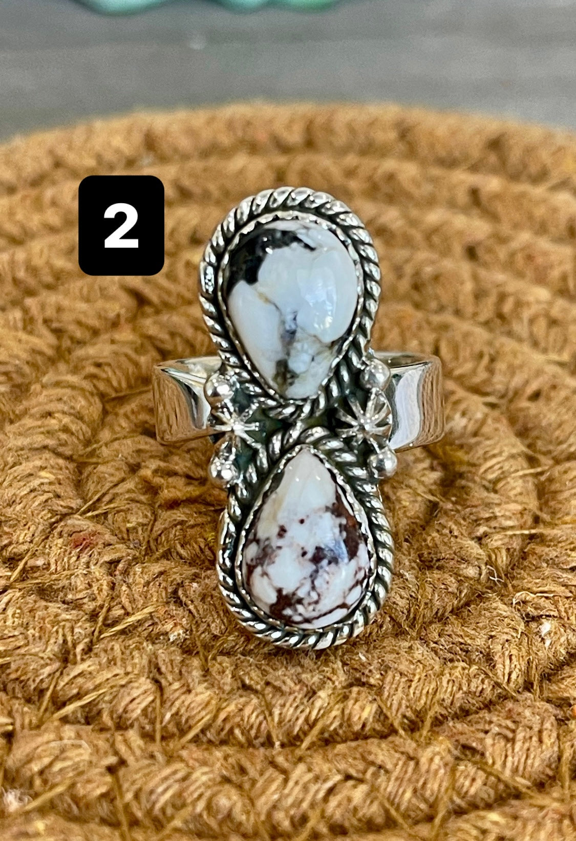 Southwest Handmade Multi Stone & Sterling Silver Adjustable Ring