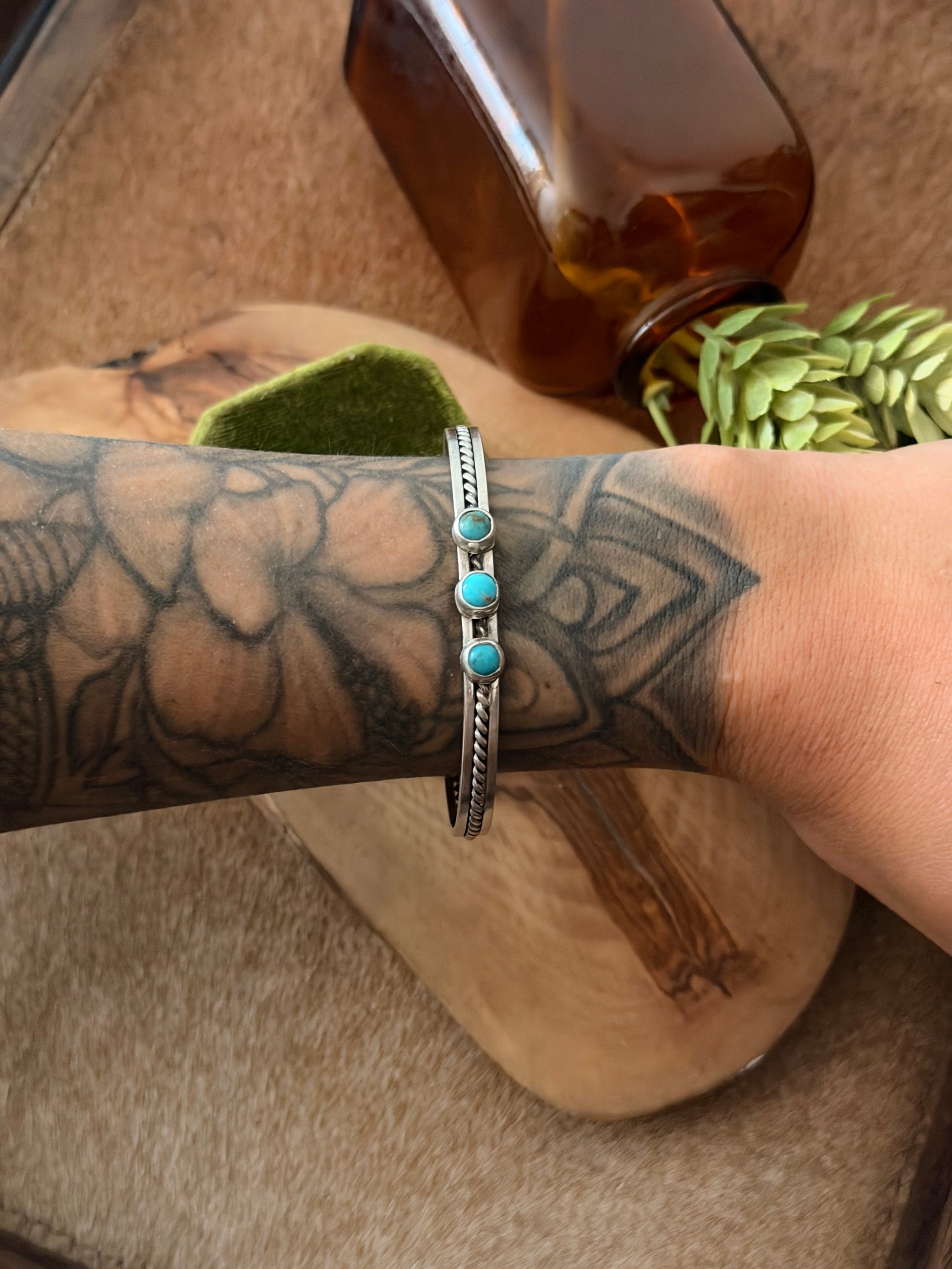 Junior Begay Kingman Turquoise & Sterling Silver Cuff Bracelet