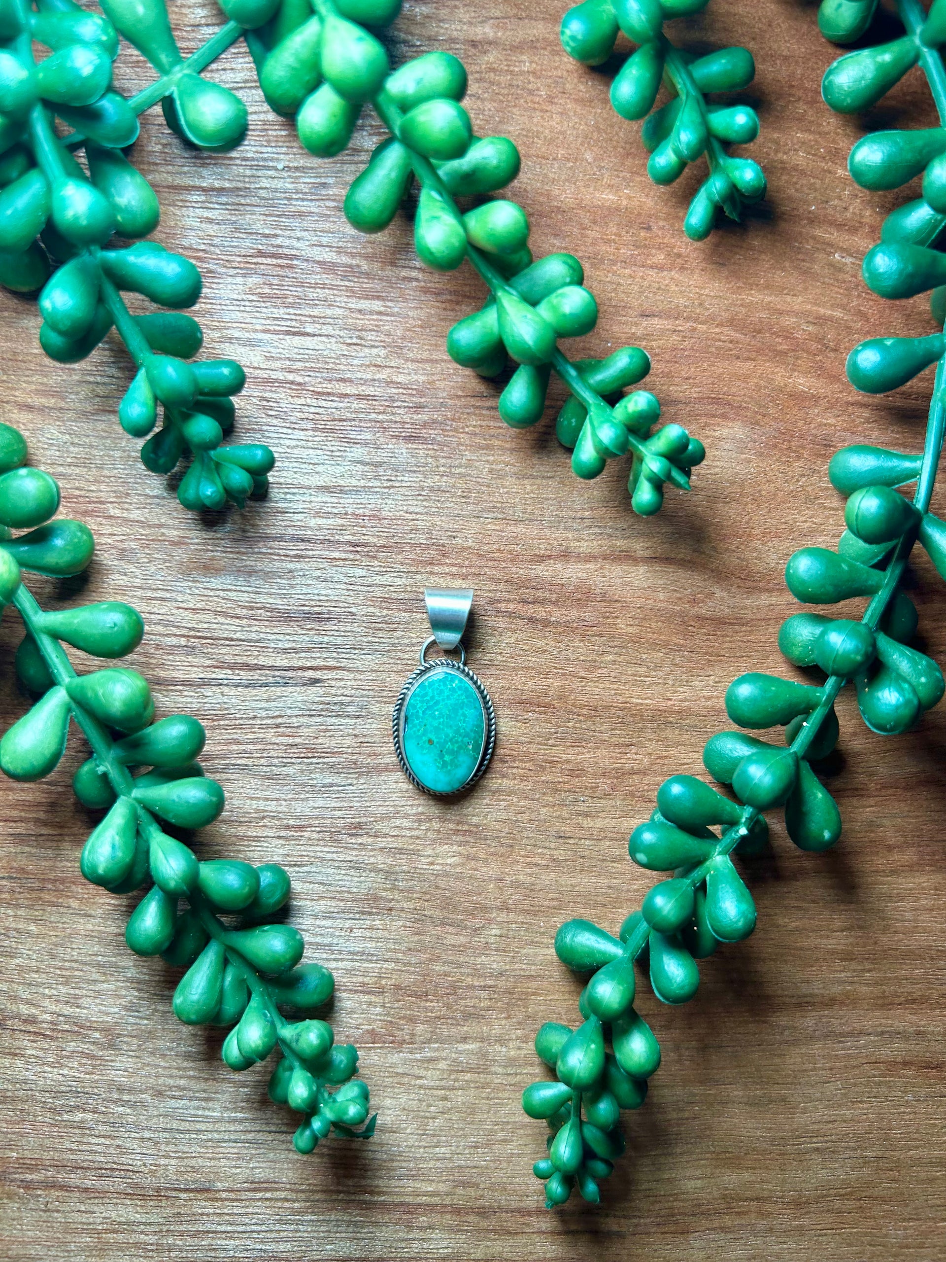 Navajo Made Sonoran Gold Turquoise & Sterling Silver Pendant