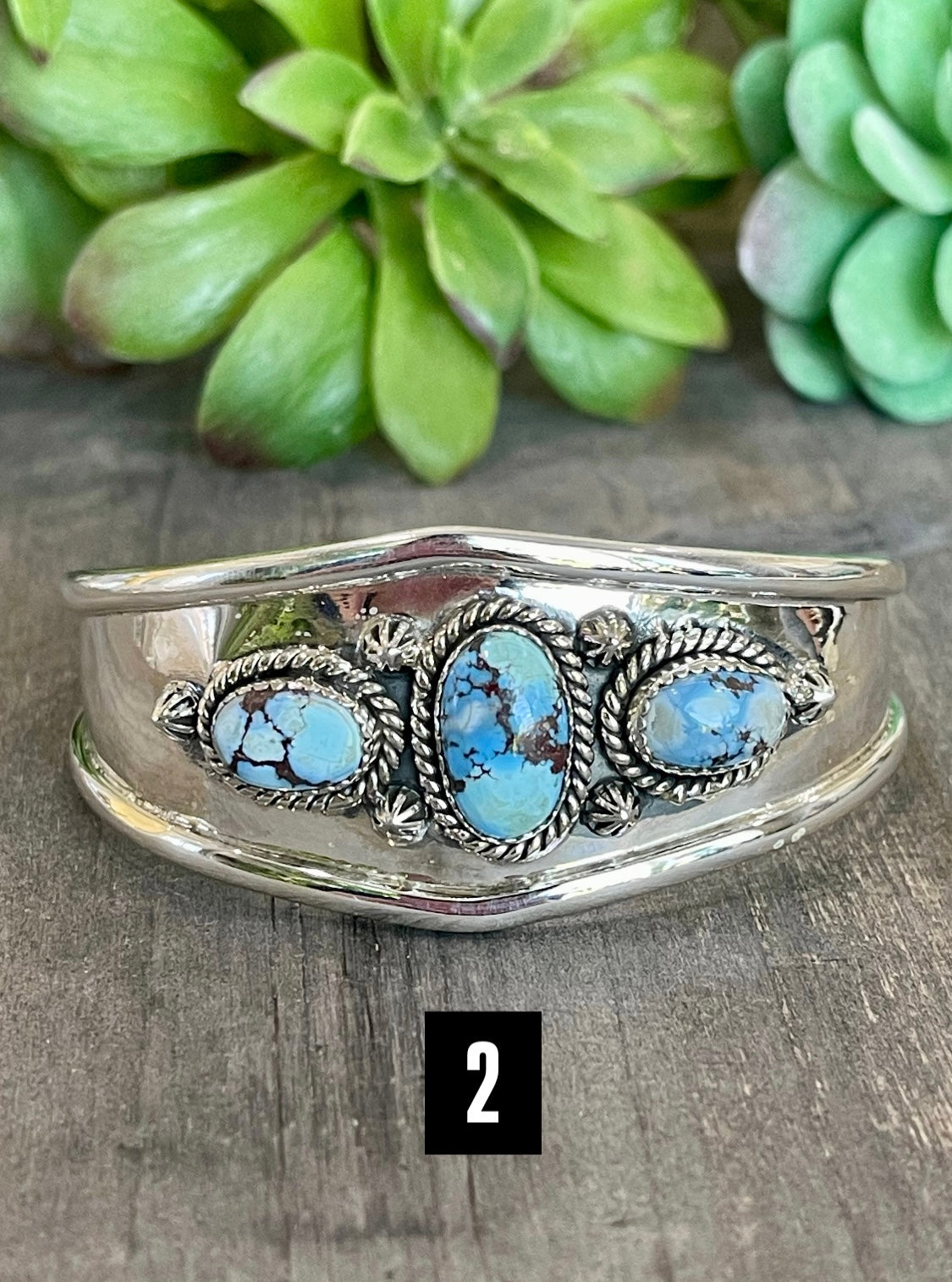 Southwest Handmade Golden Hills Turquoise & Sterling Silver Cuff Bracelet