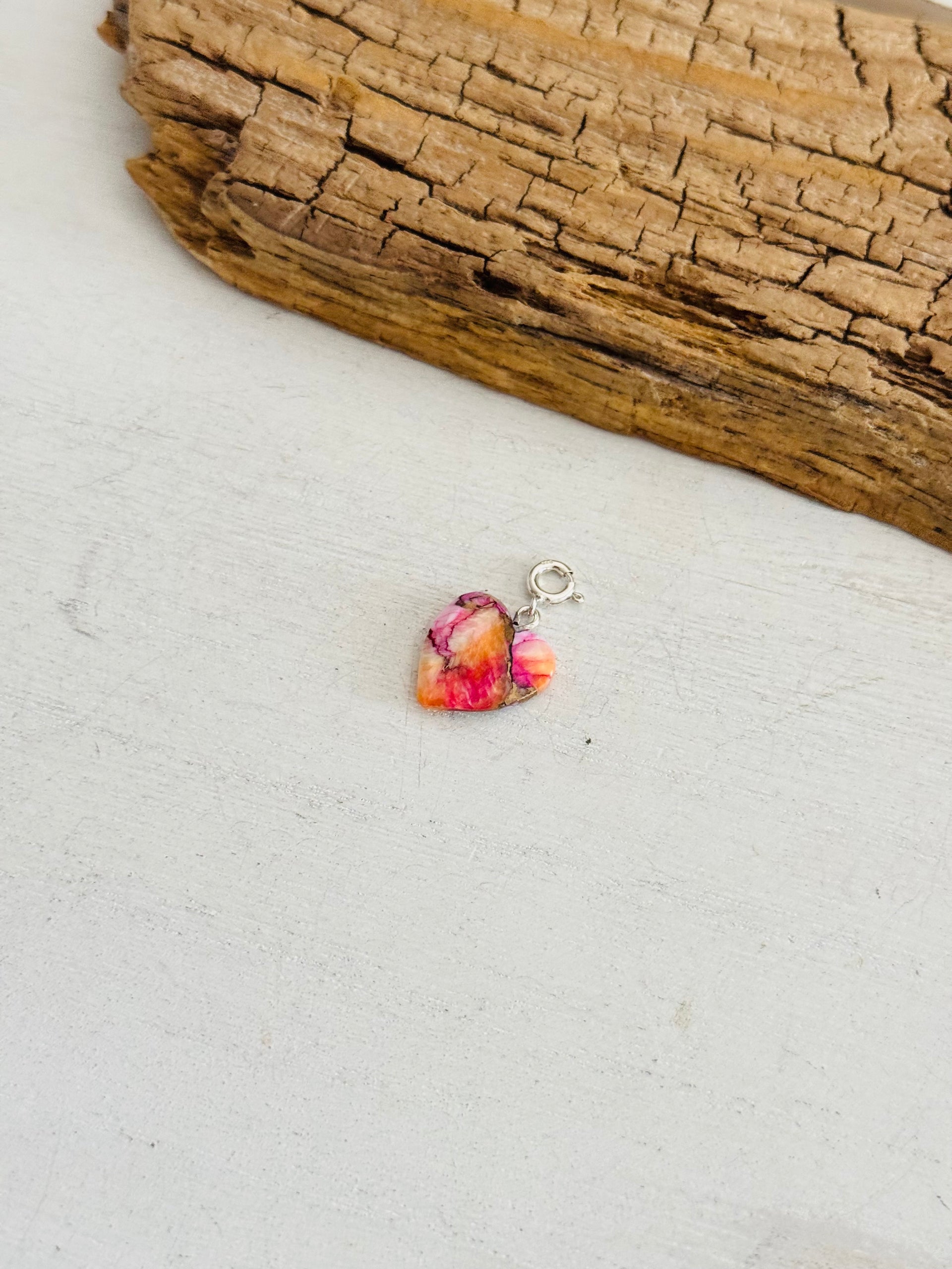 Navajo Made Mohave Turquoise & Sterling Silver Heart Charms