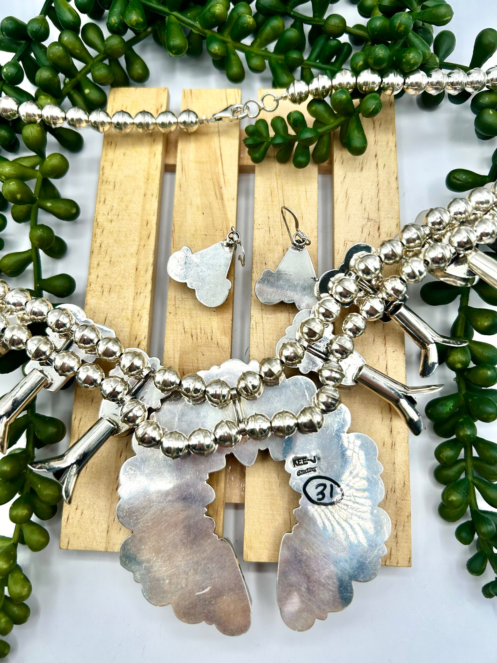 Kee Johnson Purple Spiny Oyster & Sterling Silver Necklace Set