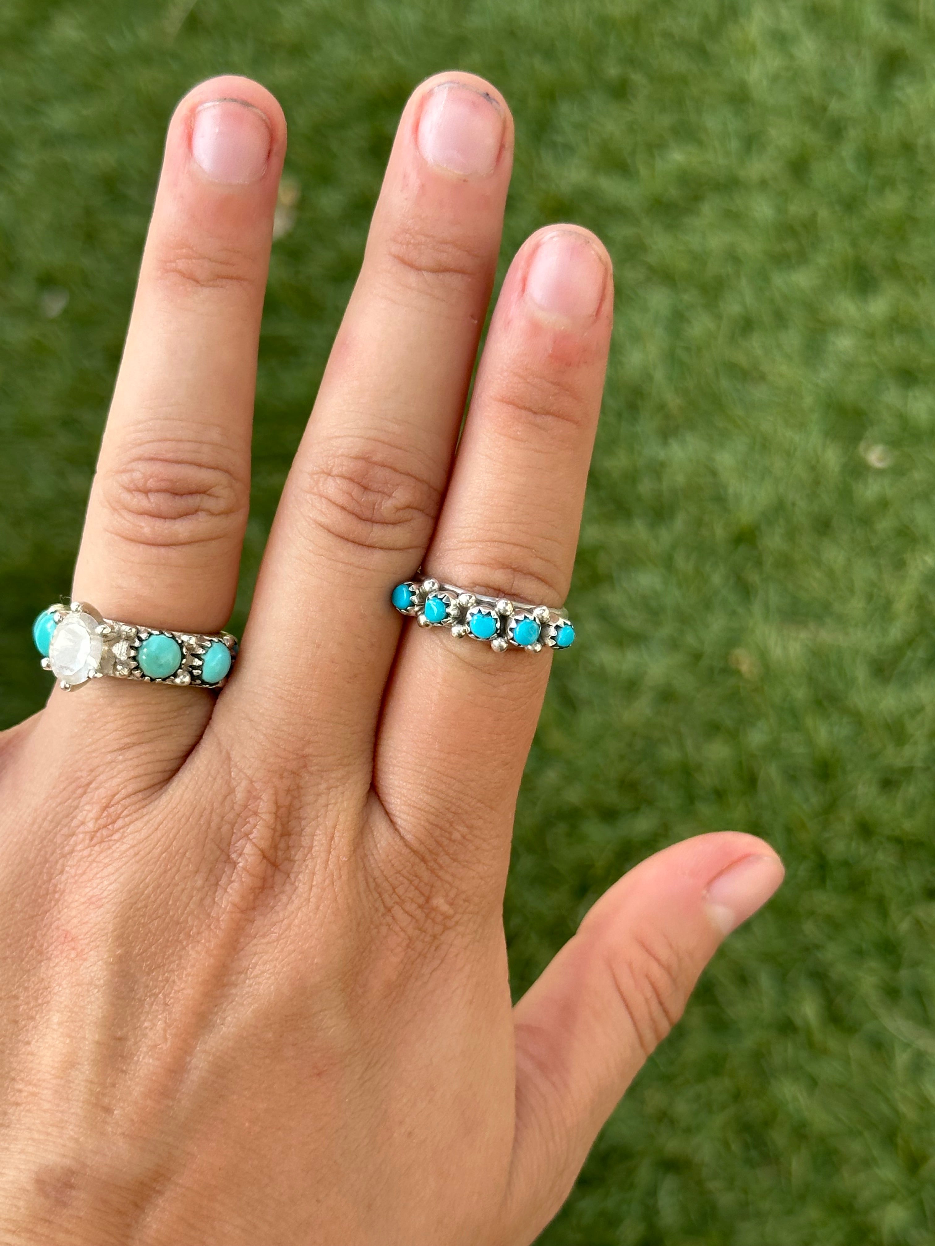 Navajo Made Kingman Turquoise & Sterling Silver Ring