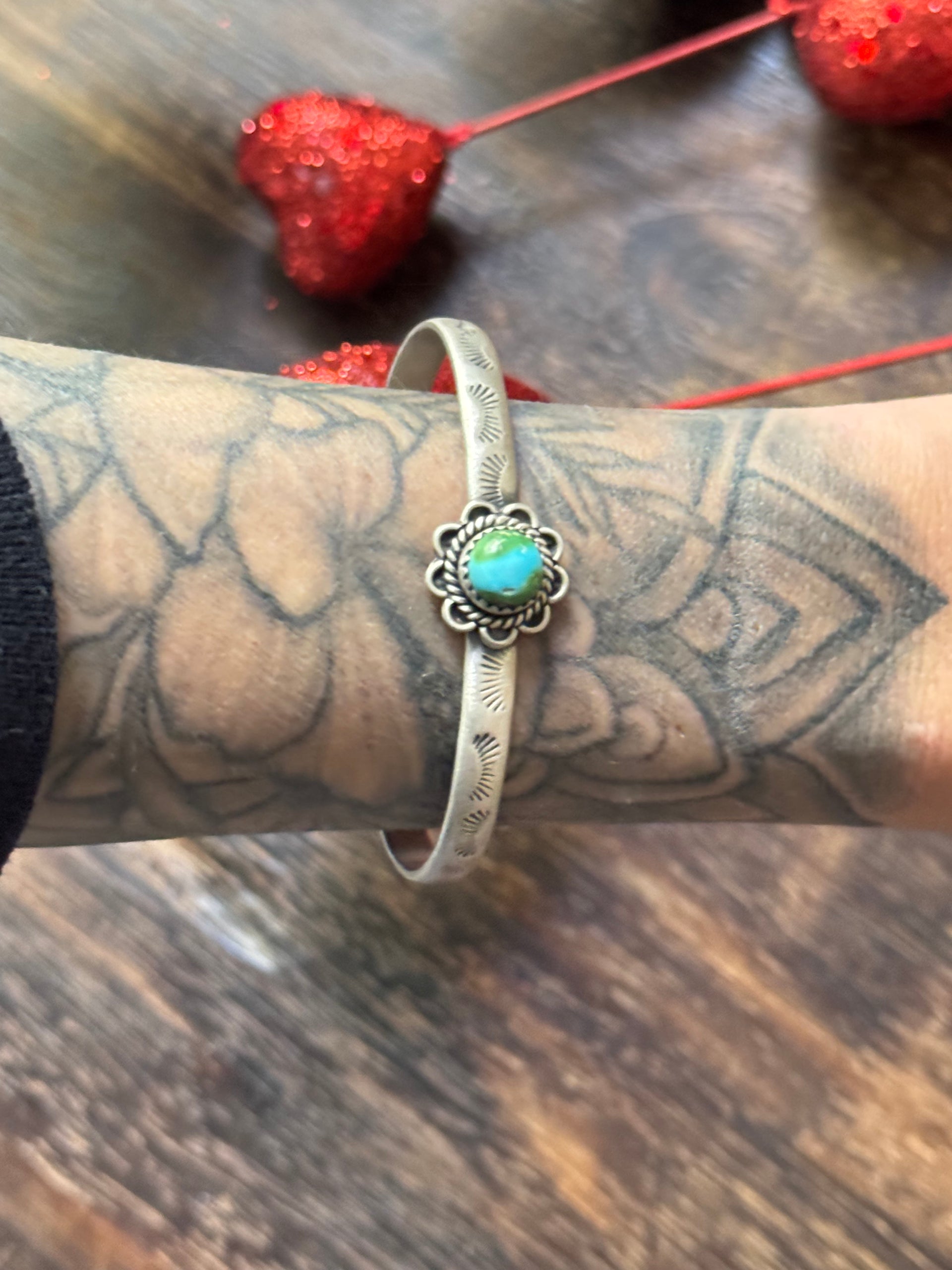 Southwest Sonoran Mountain Turquoise & Sterling Silver Cuff Bracelet