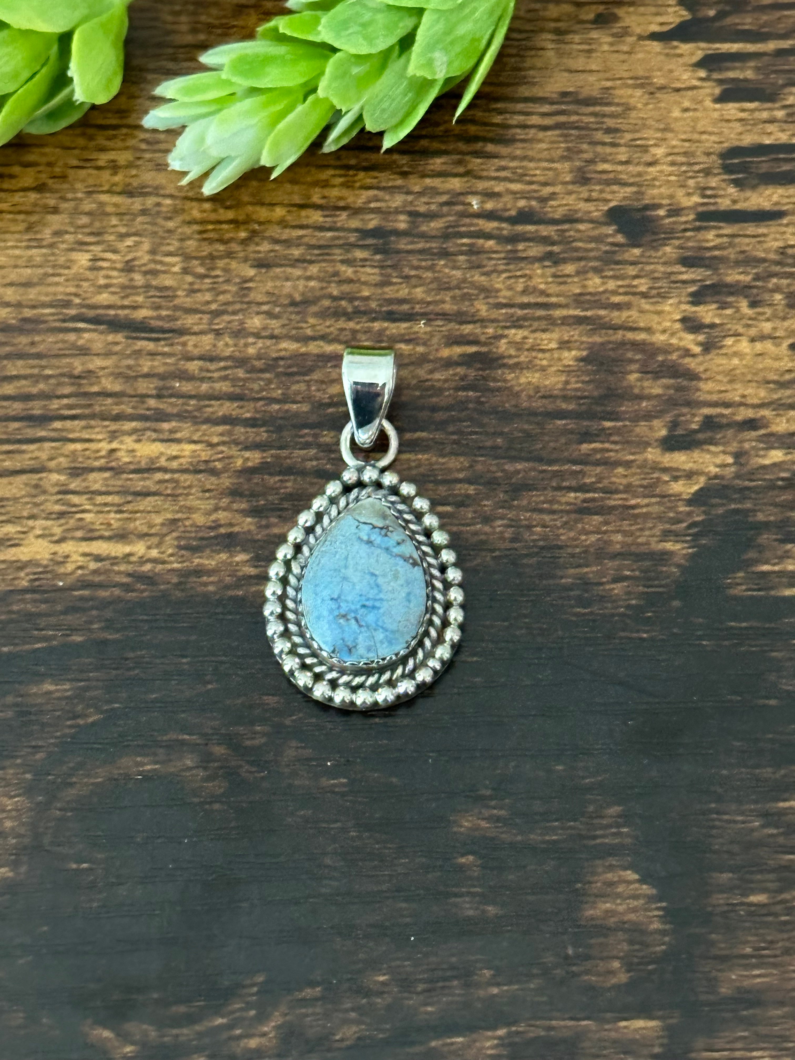 Southwest Handmade Golden Hills Turquoise & Sterling Silver Pendant