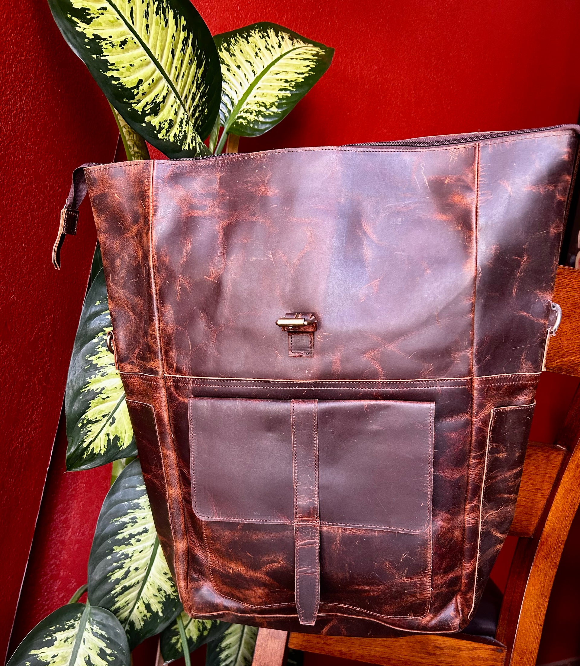 Genuine Leather Back Pack/Diaper Bag