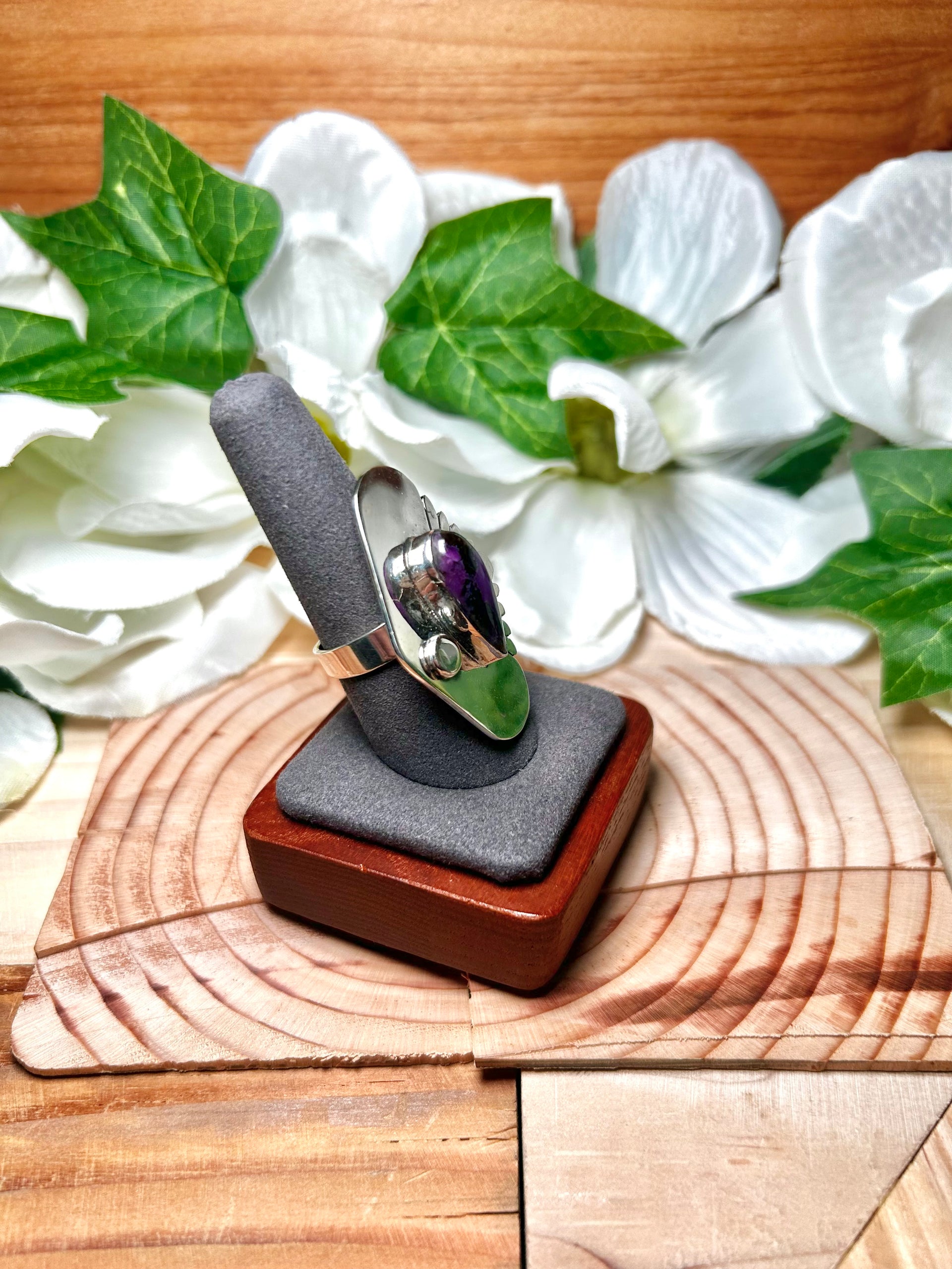 Navajo Made Sugilite & Sterling Silver Adjustable Ring