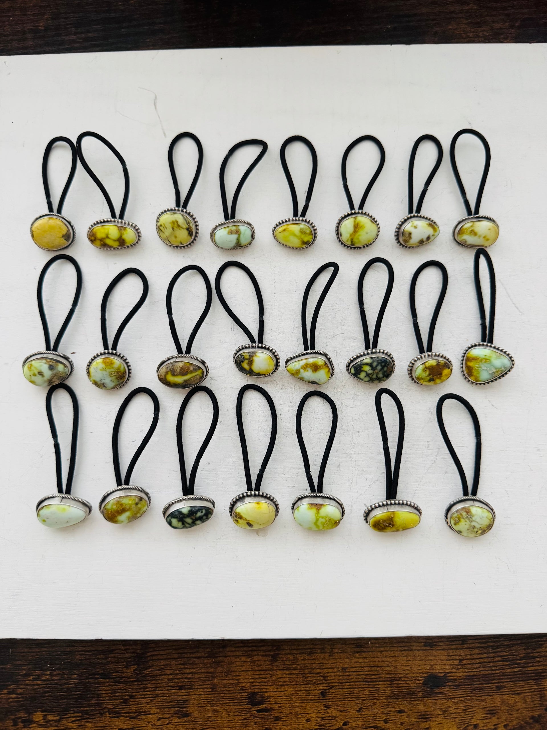 Eddie Yazzie Palomino Variscite & Sterling Silver Ponytail Holder