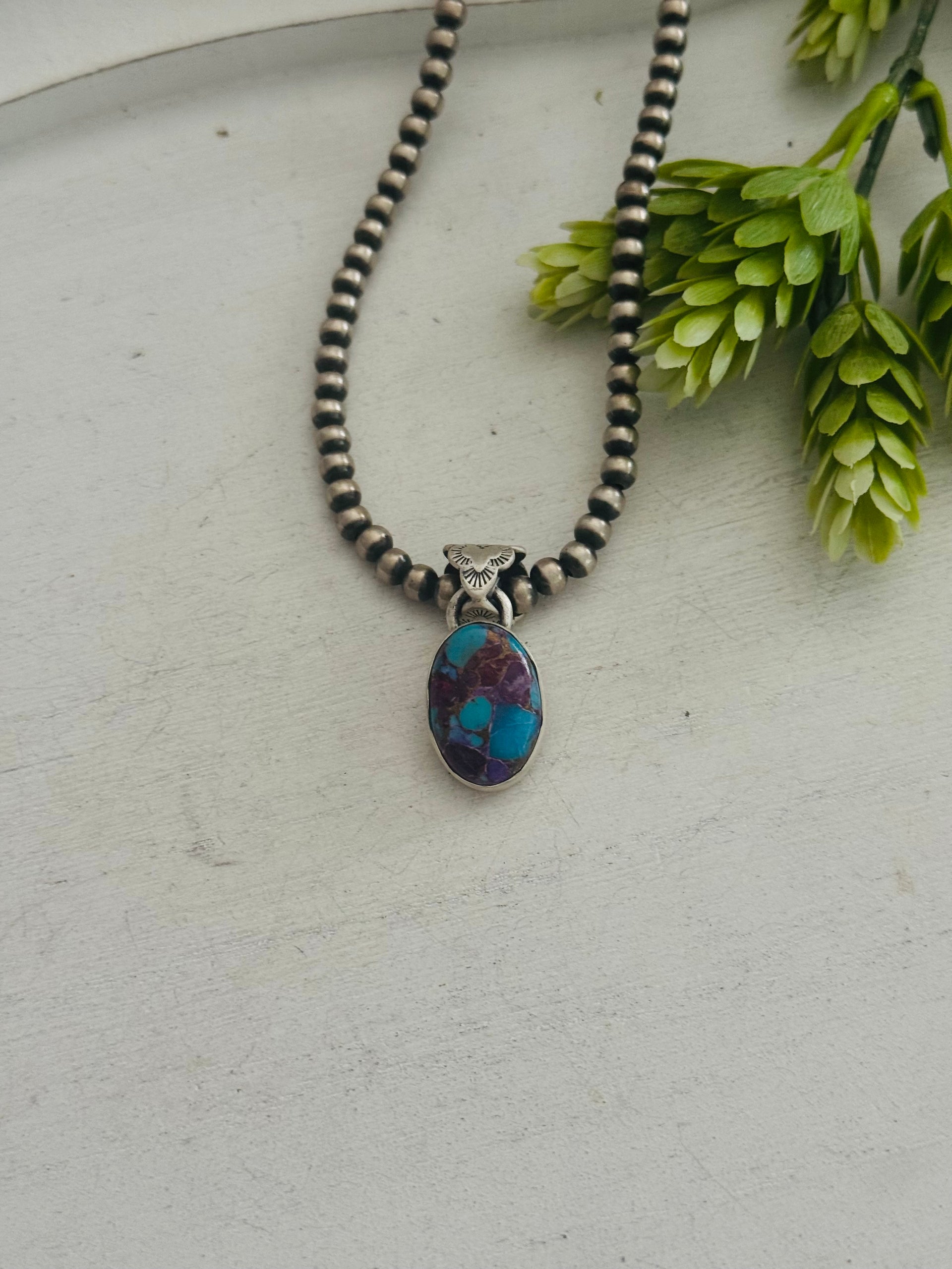 Southwest Made Mohave Turquoise & Sterling Silver Pendant