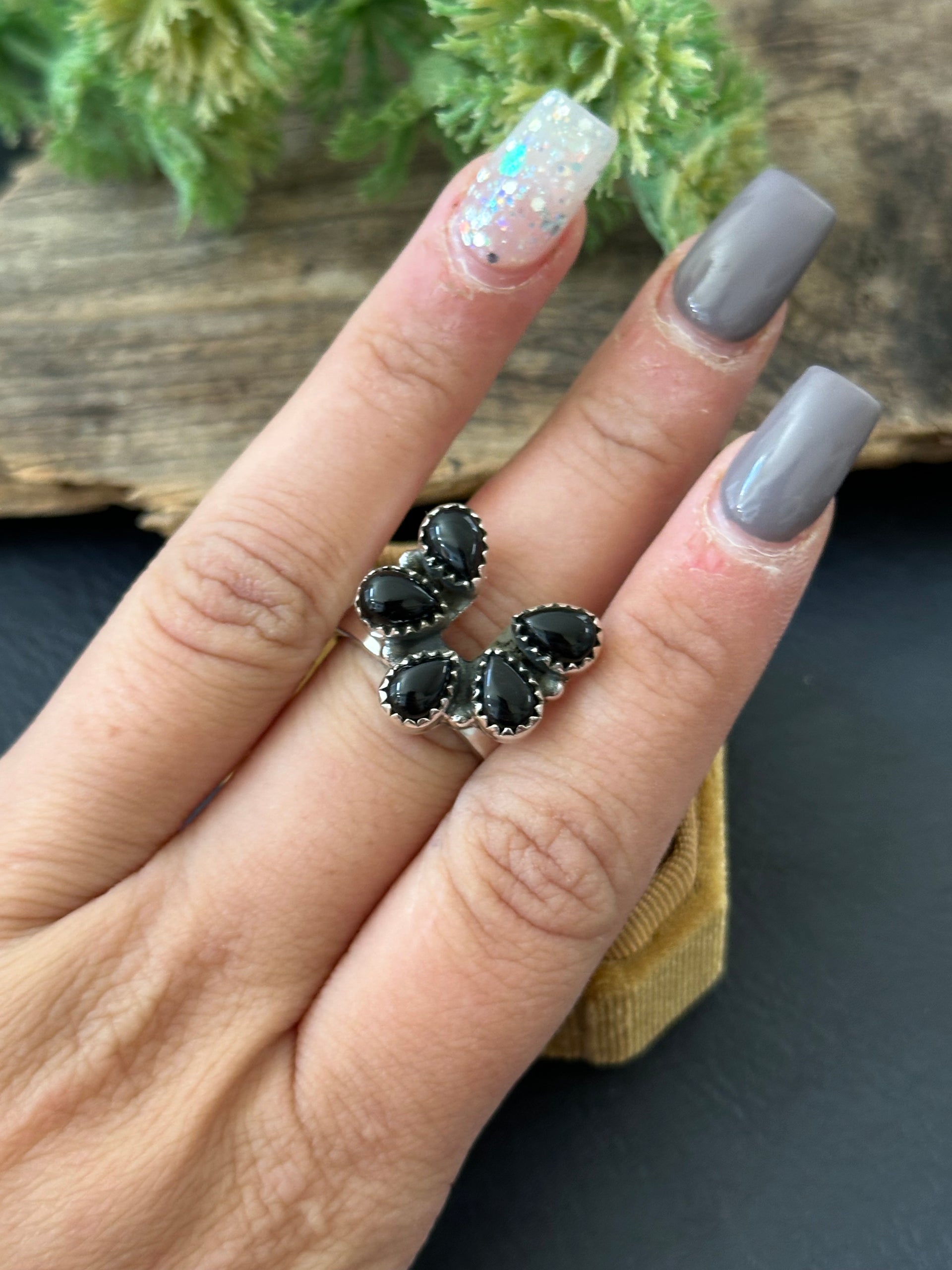 TTD “LUCKY” Onyx & Sterling Silver Naja Ring