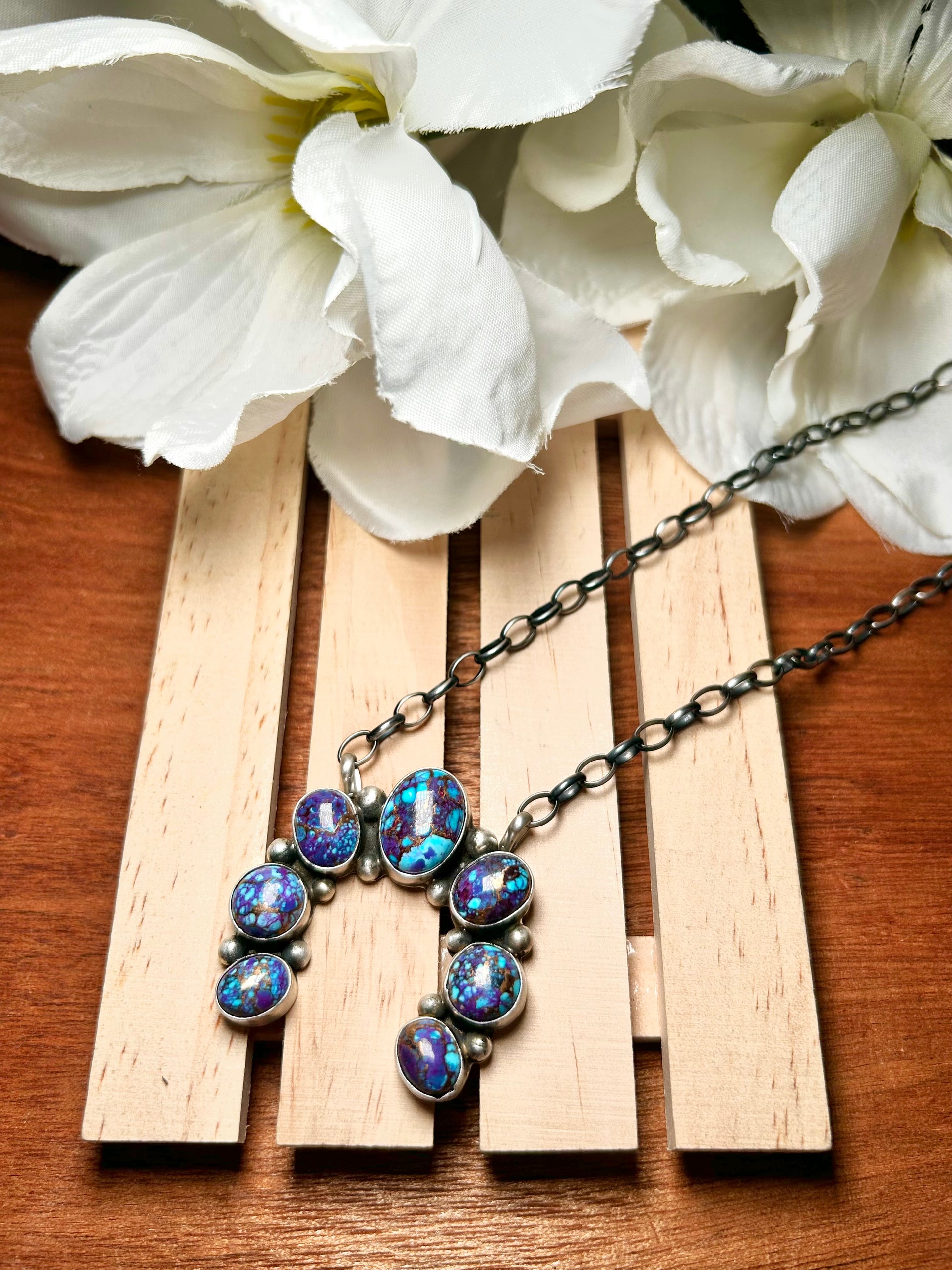 Augustine Largo Made Purple Mojave Turquoise & Sterling Silver Necklace