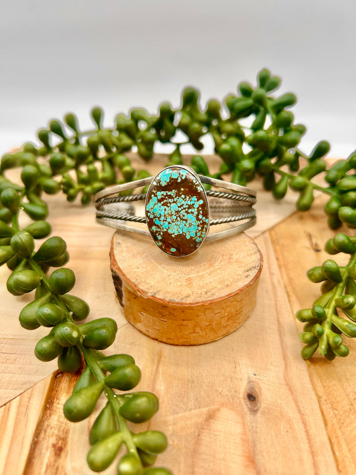 Navajo Made #8 Turquoise & Sterling Silver Cuff Bracelet