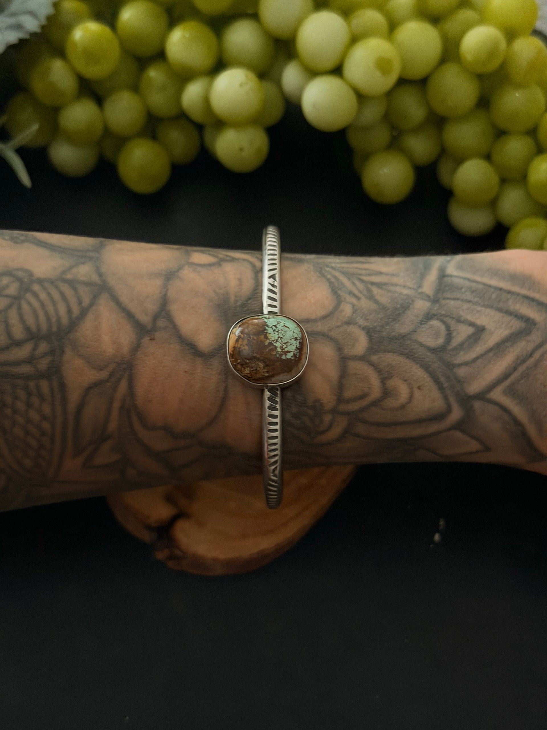 Navajo Made Royston Turquoise & Sterling Silver Cuff Bracelet
