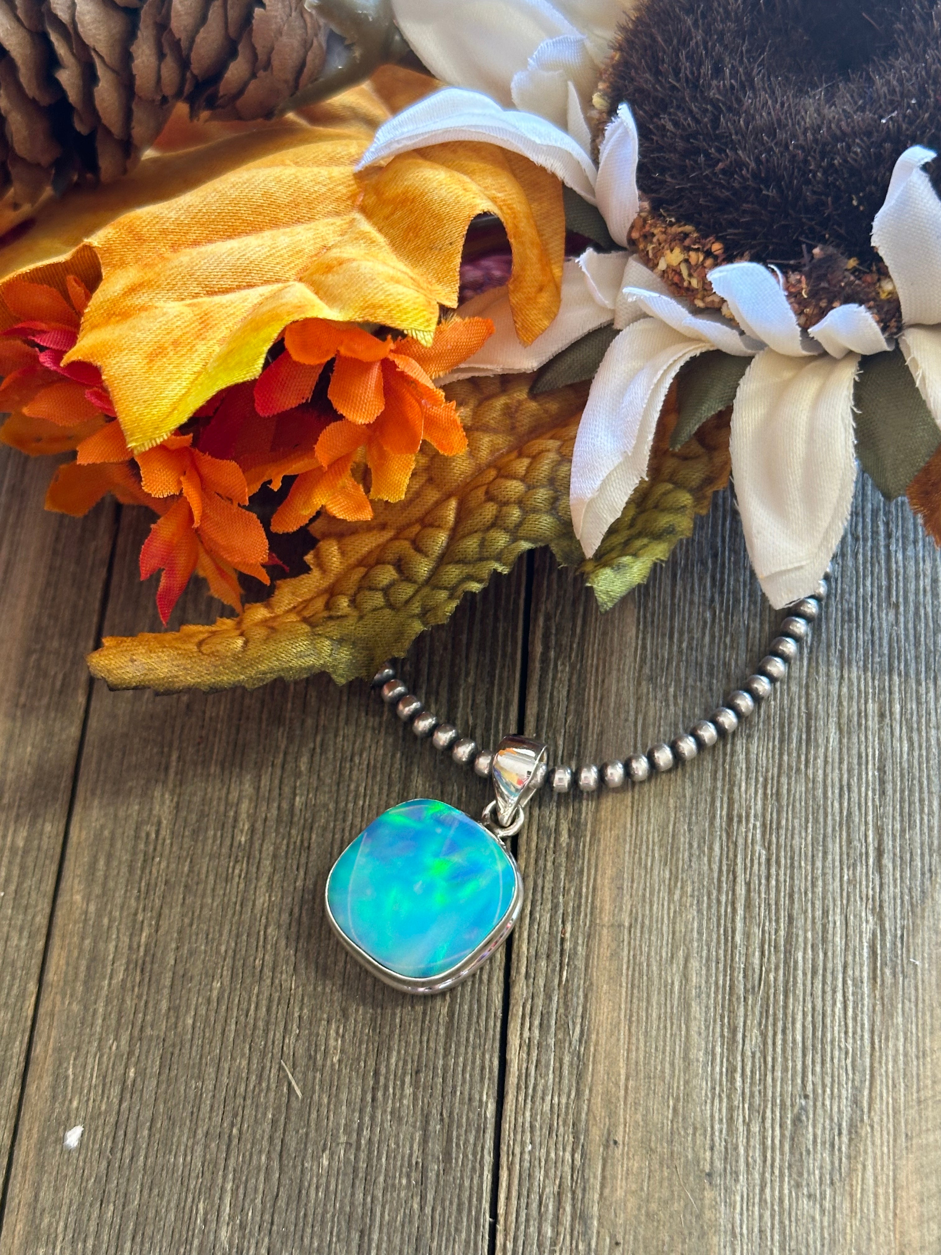 Southwest Handmade Opal & Sterling Silver Pendant