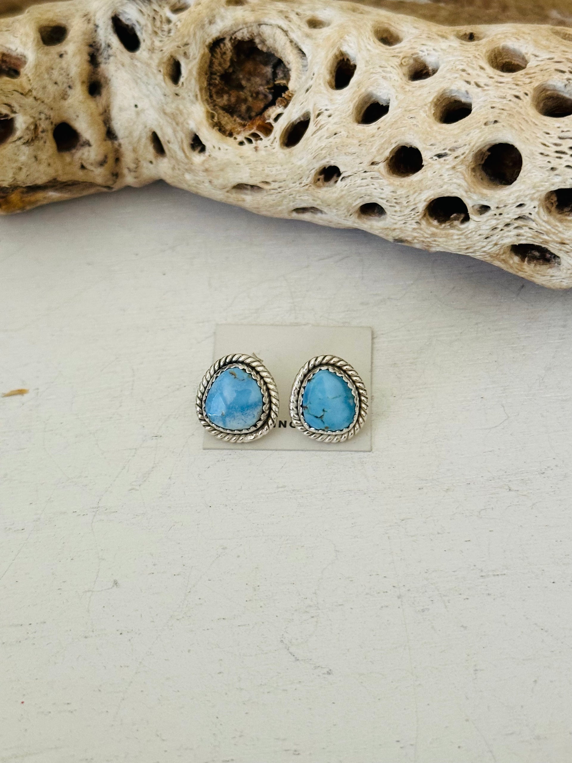 Southwest Handmade Golden Hills Turquoise & Sterling Silver Post Stud Earrings