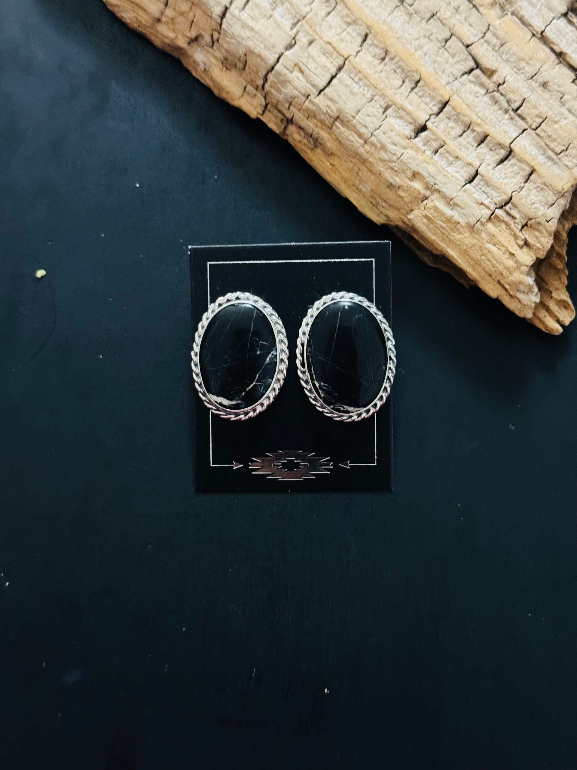 Navajo Made White Buffalo & Sterling Silver Post Earrings