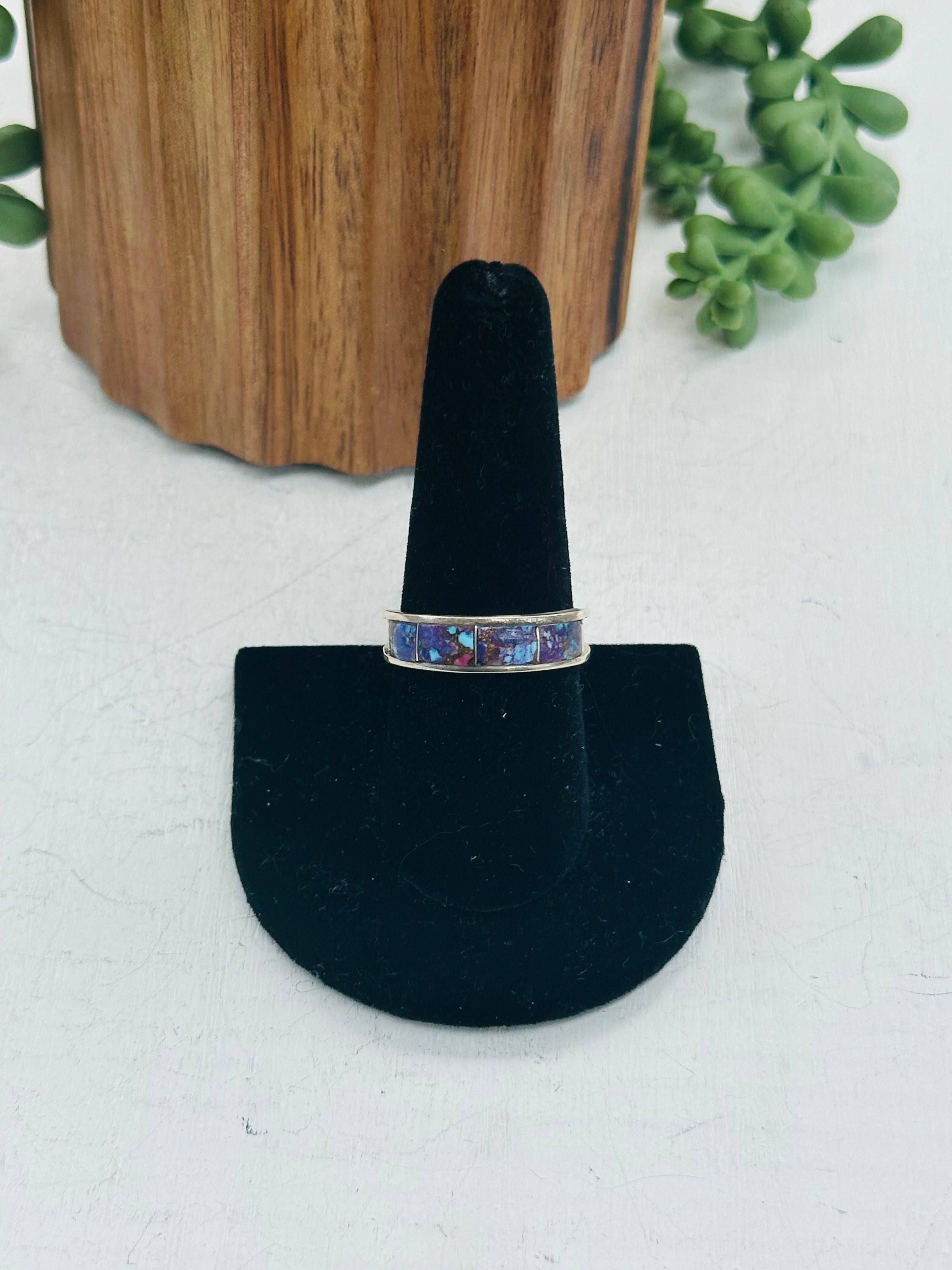 Navajo Made Sterling Silver Inlay Ring