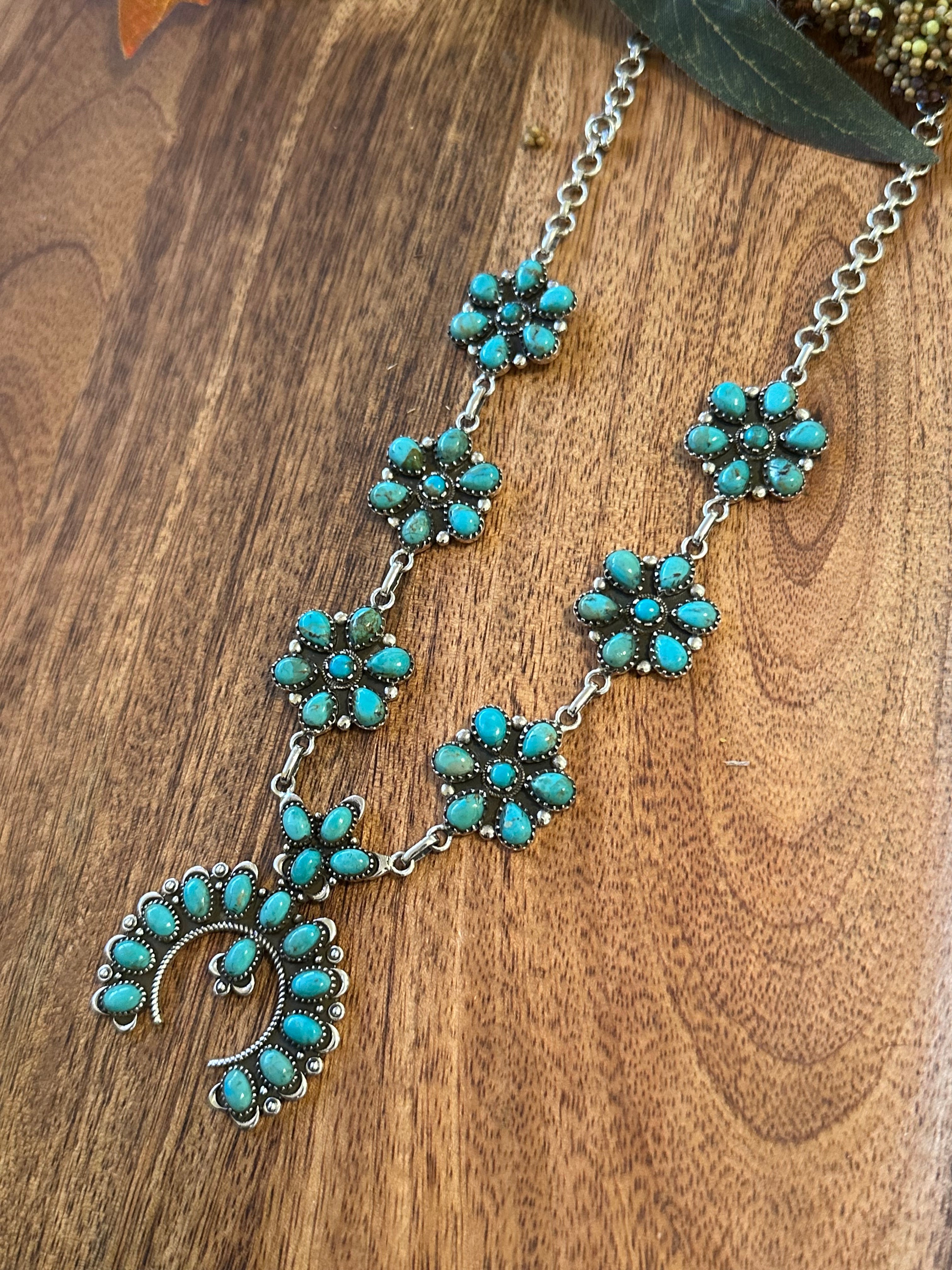 Southwest Made Kingman Turquoise & Sterling Silver Necklace Set