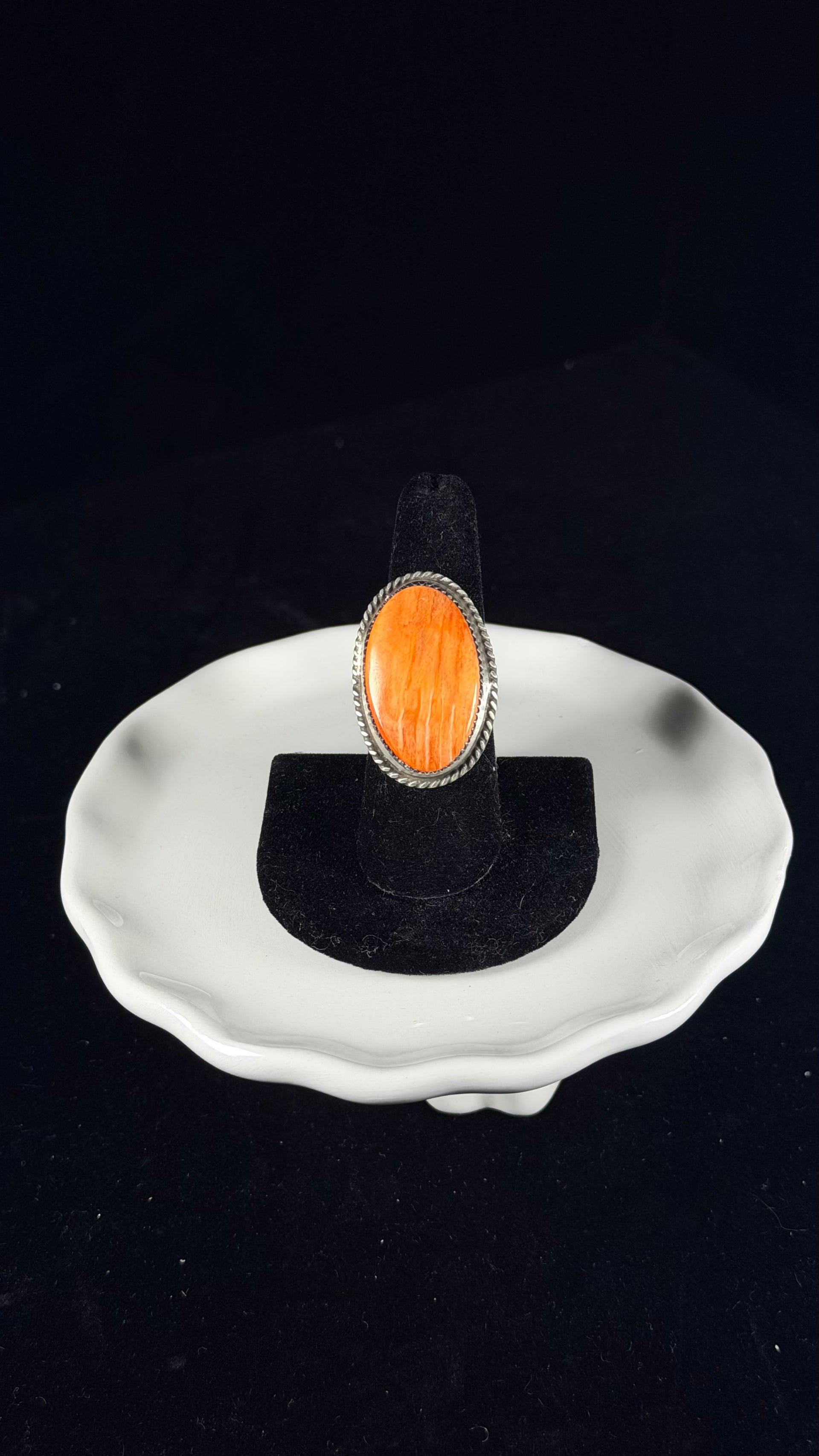Navajo Made Spiny Oyster & Sterling Silver Adjustable Ring