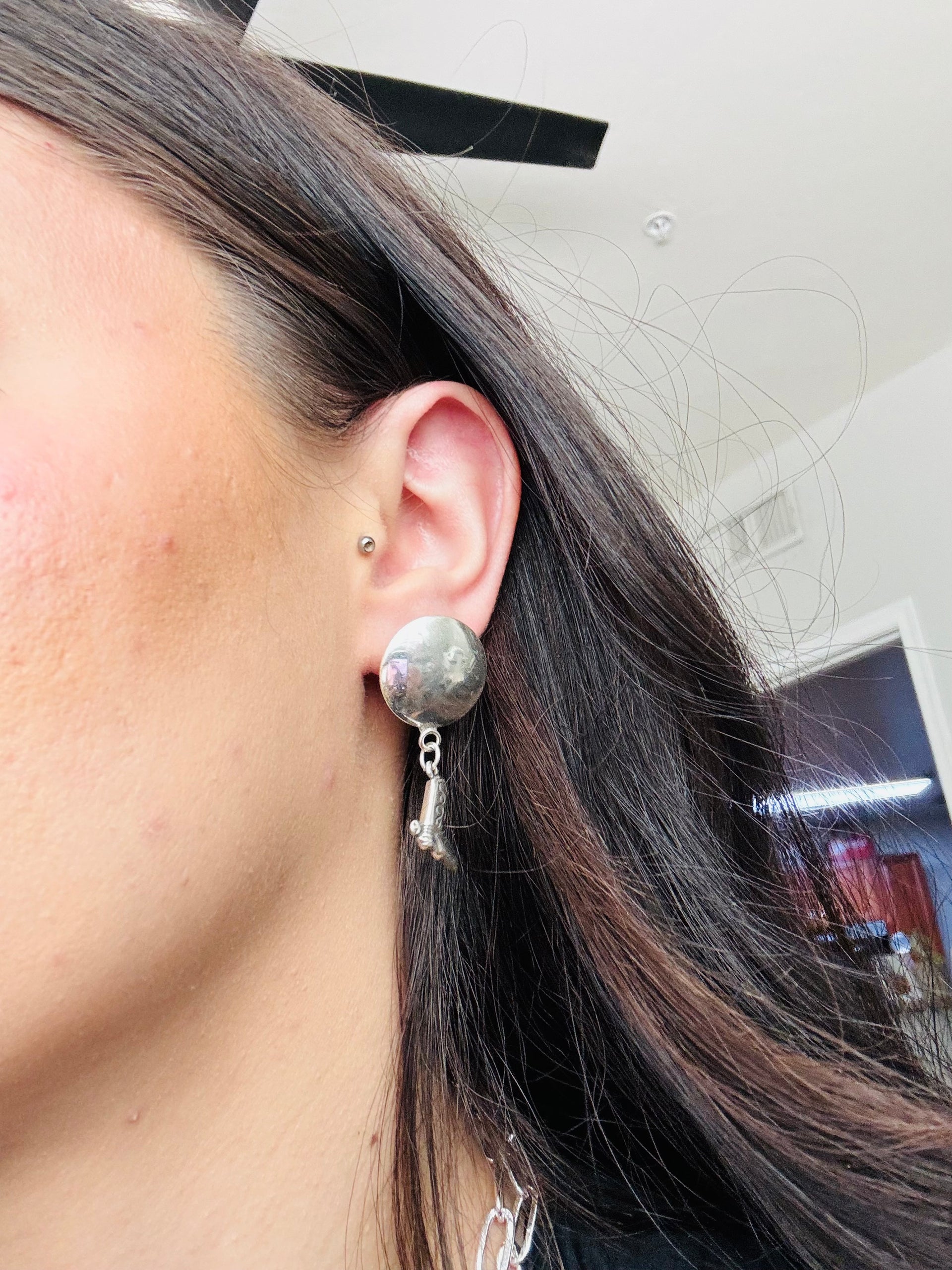 Navajo Made Sterling Silver Cast Post Earrings