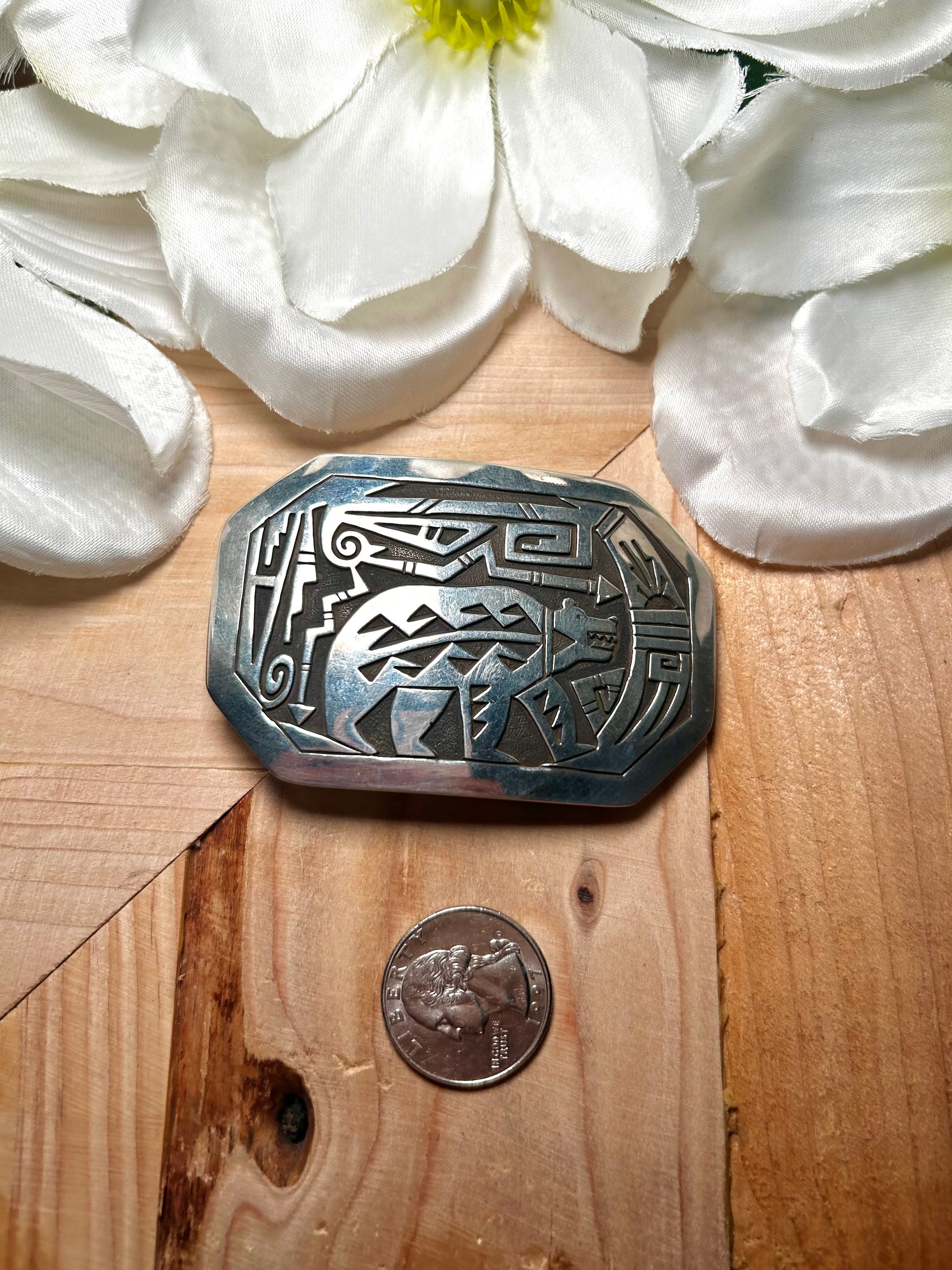 Hopi Made Sterling Silver Belt Buckle