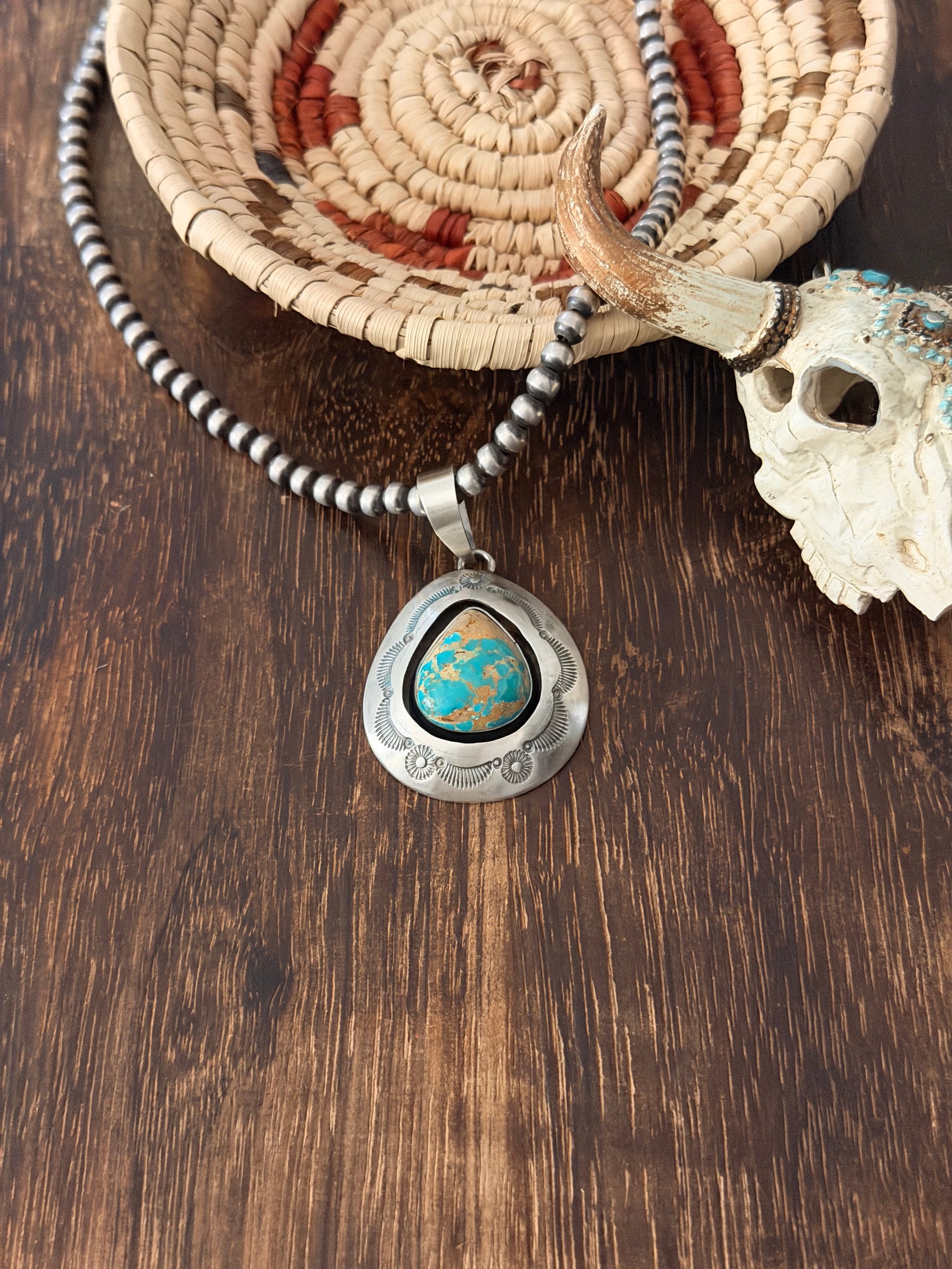 Navajo Made Royston Turquoise & Sterling Silver Pendant