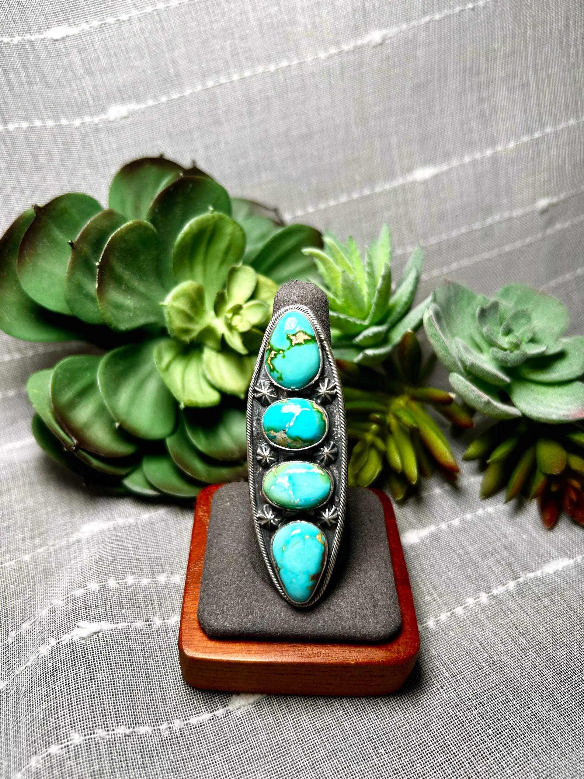 Carlos Francisco Sonoran Mountain Turquoise & Sterling Silver Adjustable Ring