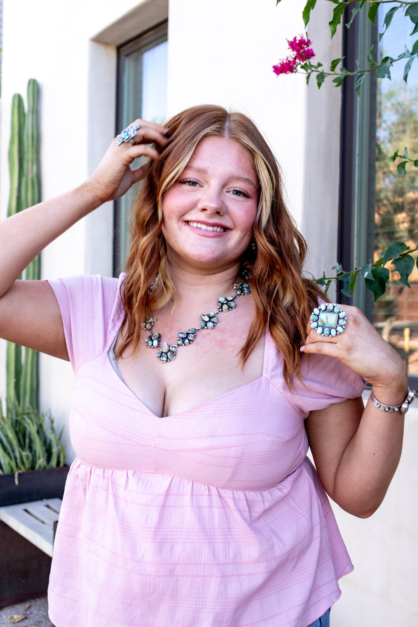 Sharon Francisco Mix Turquoise & Sterling Silver Cluster Necklace Set