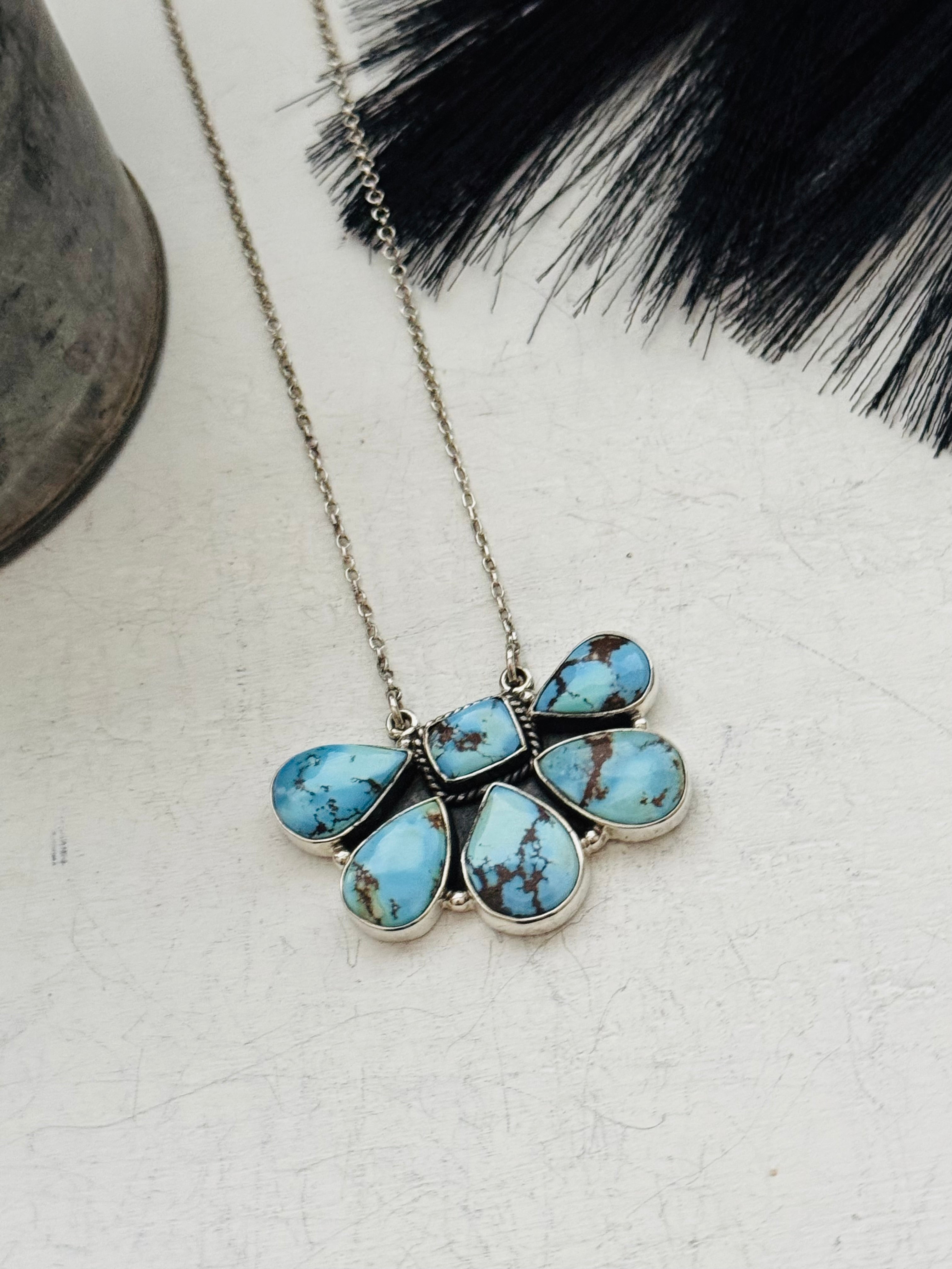 Southwest Handmade Golden Hills Turquoise & Sterling Silver Necklace