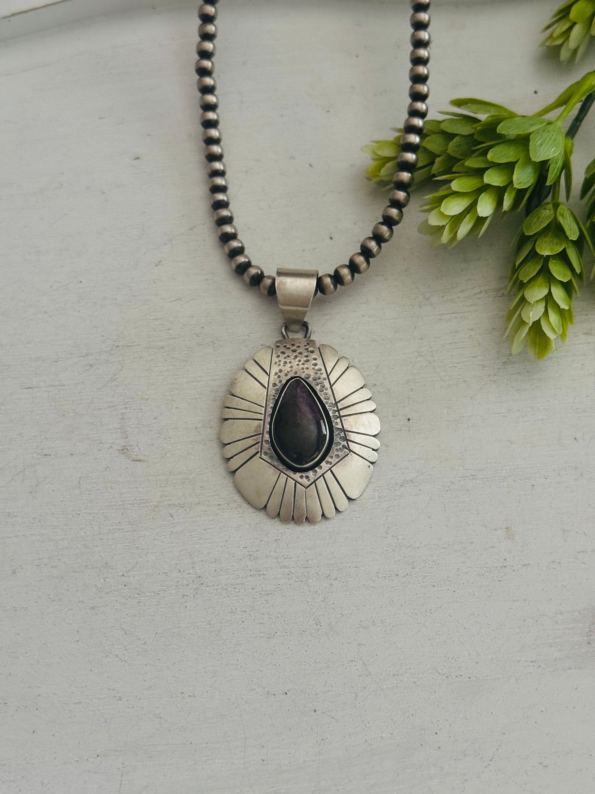 Navajo Made Sugilite & Sterling Silver Pendant