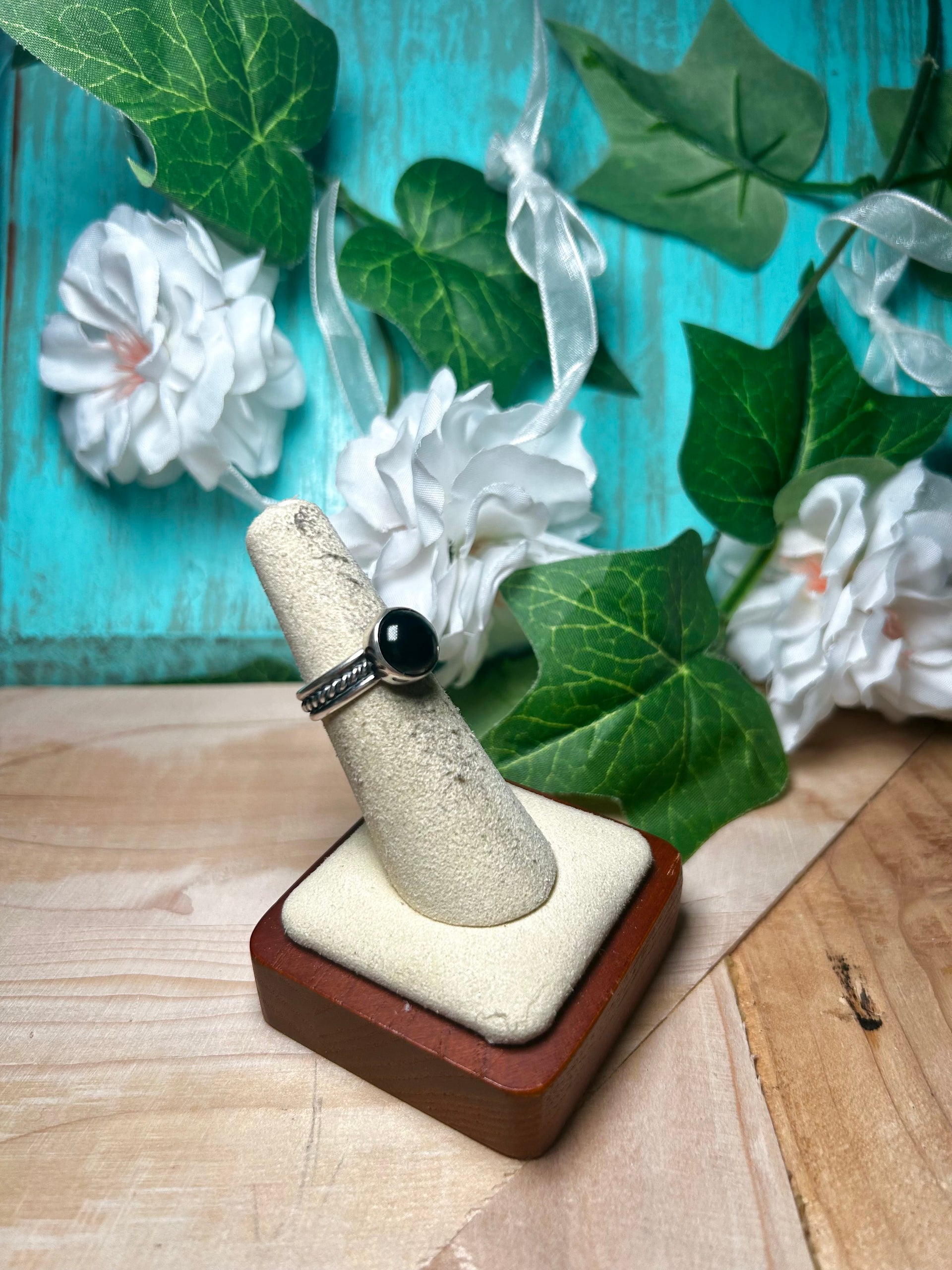 Navajo Made Onyx & Sterling Silver Ring