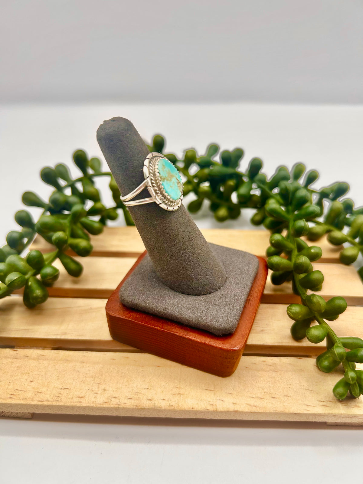 Peggy Skeets Kingman Turquoise & Sterling Silver Ring Size 5