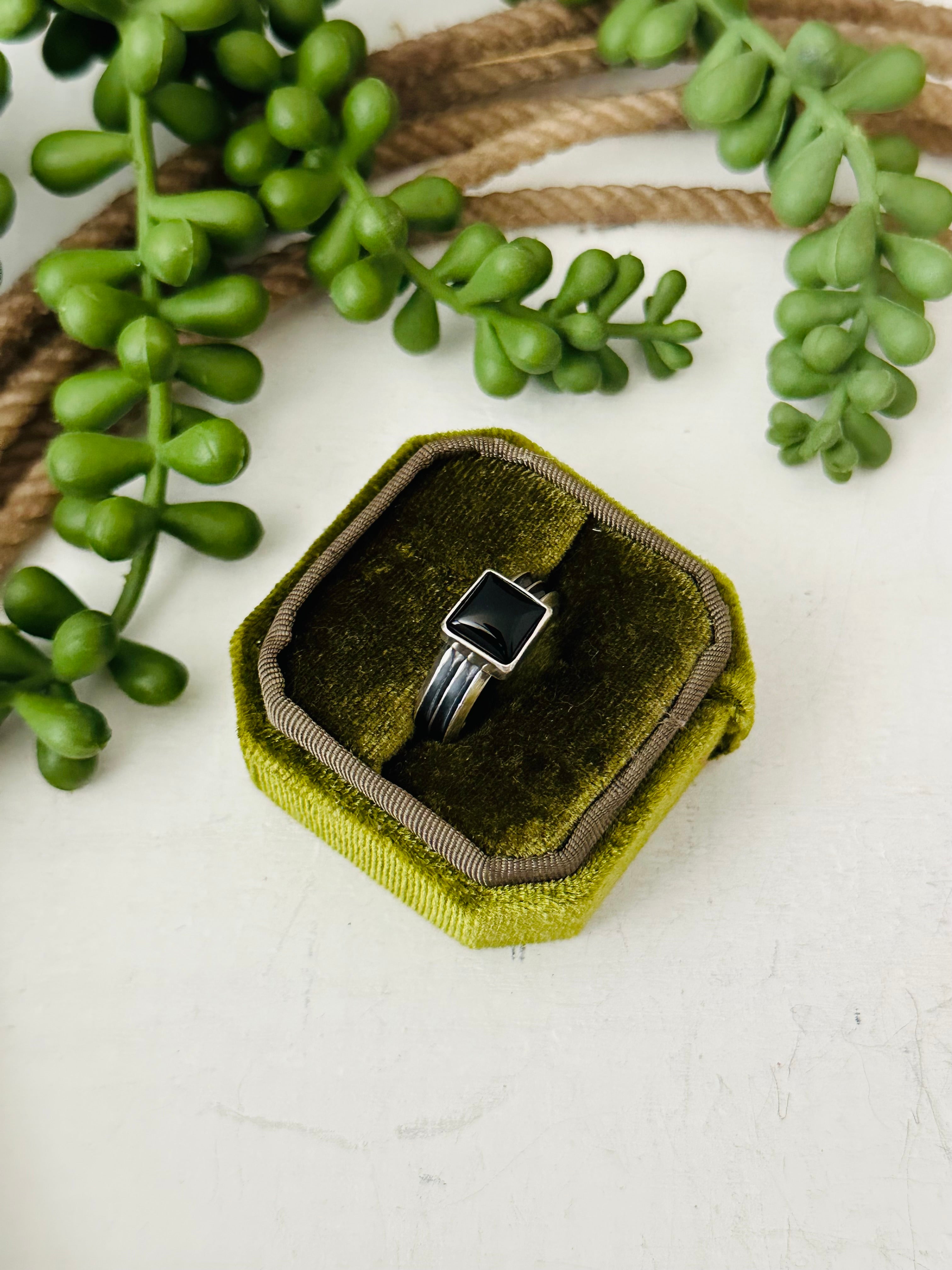 Navajo Made Onyx & Sterling Silver Ring