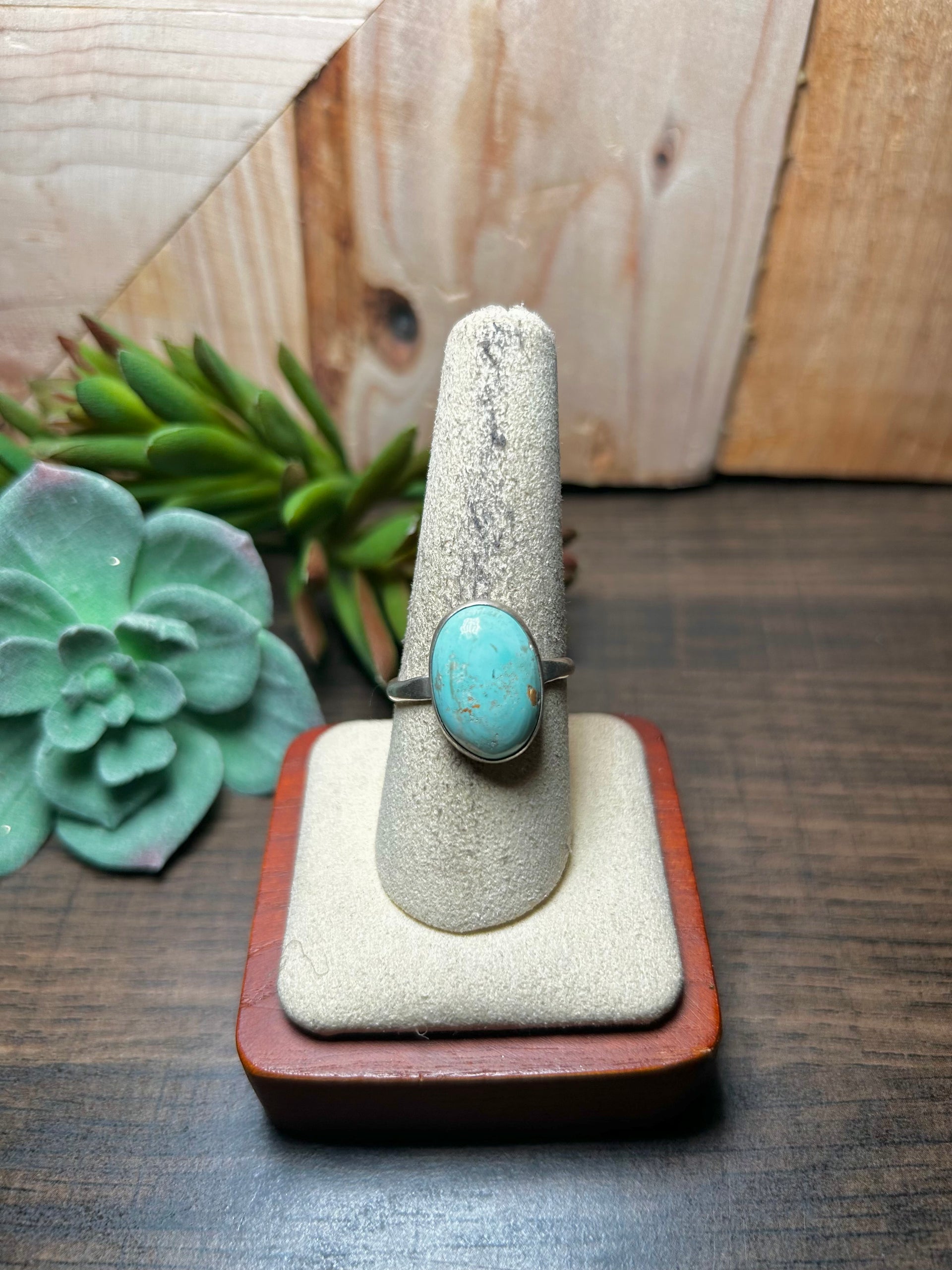 Navajo Made Royston Turquoise & Sterling Silver Ring Size 9.5