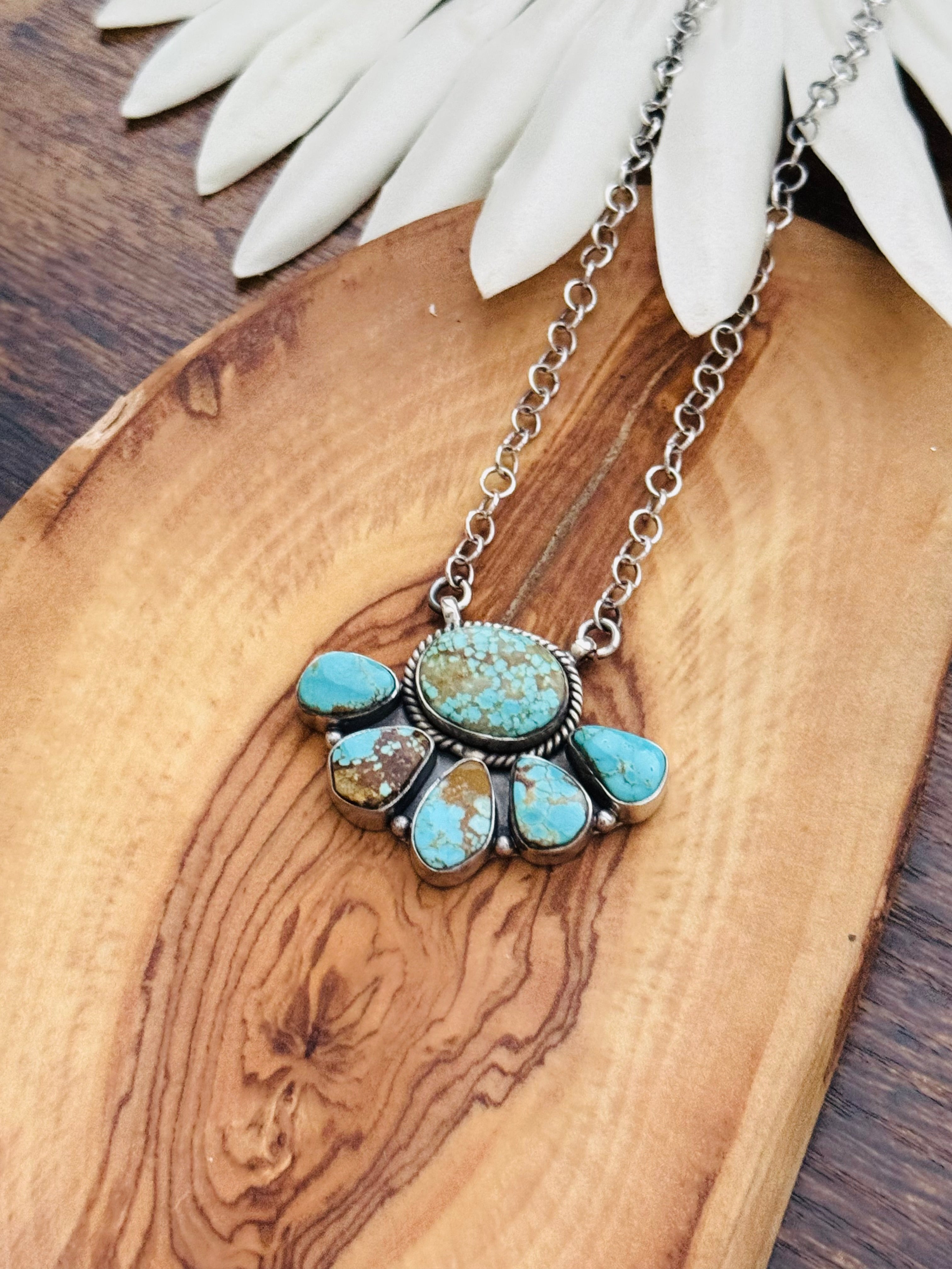 Southwest Handmade #8 Turquoise & Sterling Silver Necklace