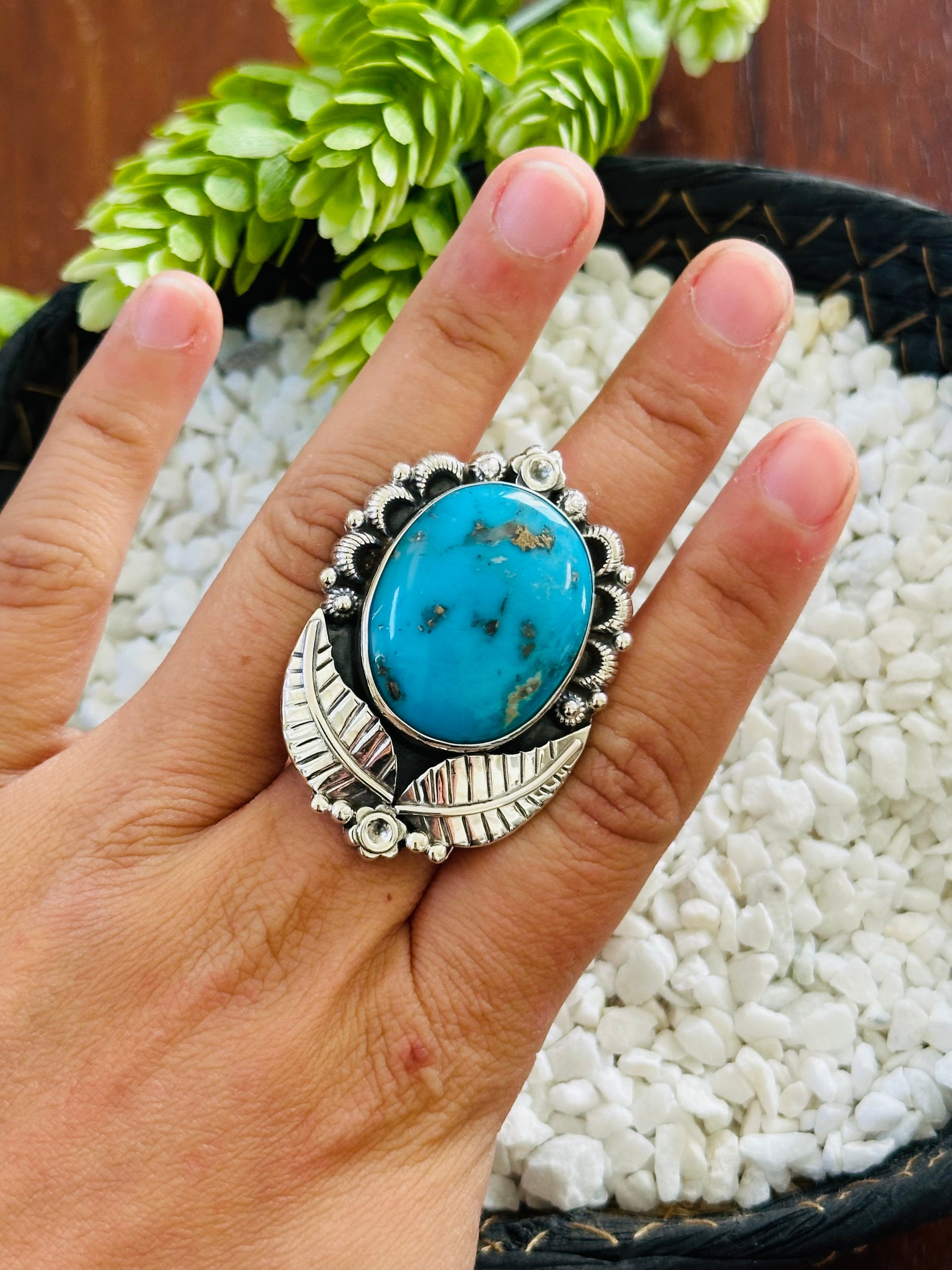 TTD “Retro” Kingman Turquoise & Sterling Silver Adjustable Ring