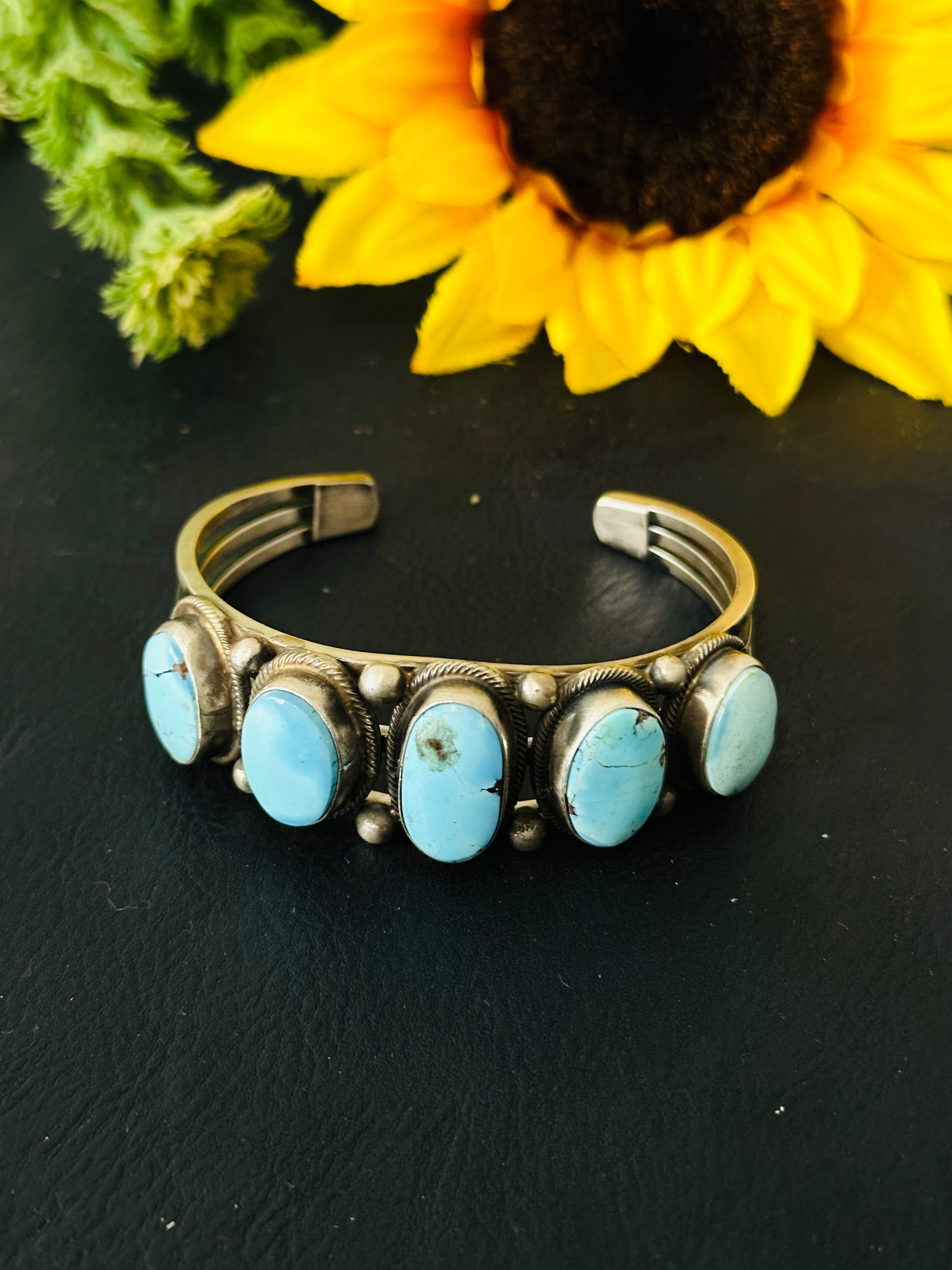 Kathleen Chavez Golden Hills Turquoise & Sterling Silver Cuff Bracelet