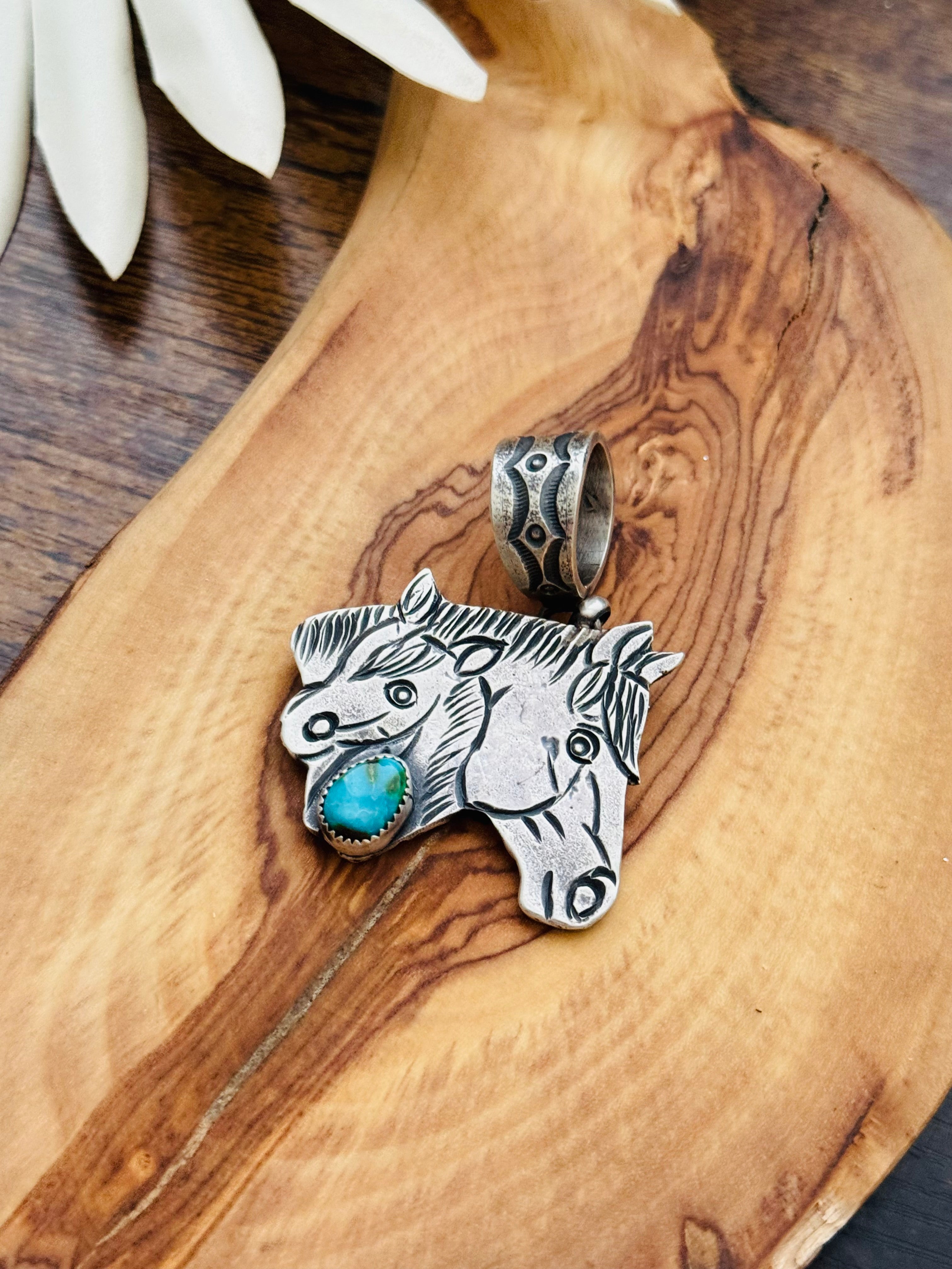 Kindale Billah Sonoran Mountain Turquoise & Sterling Silver Horse Pendant