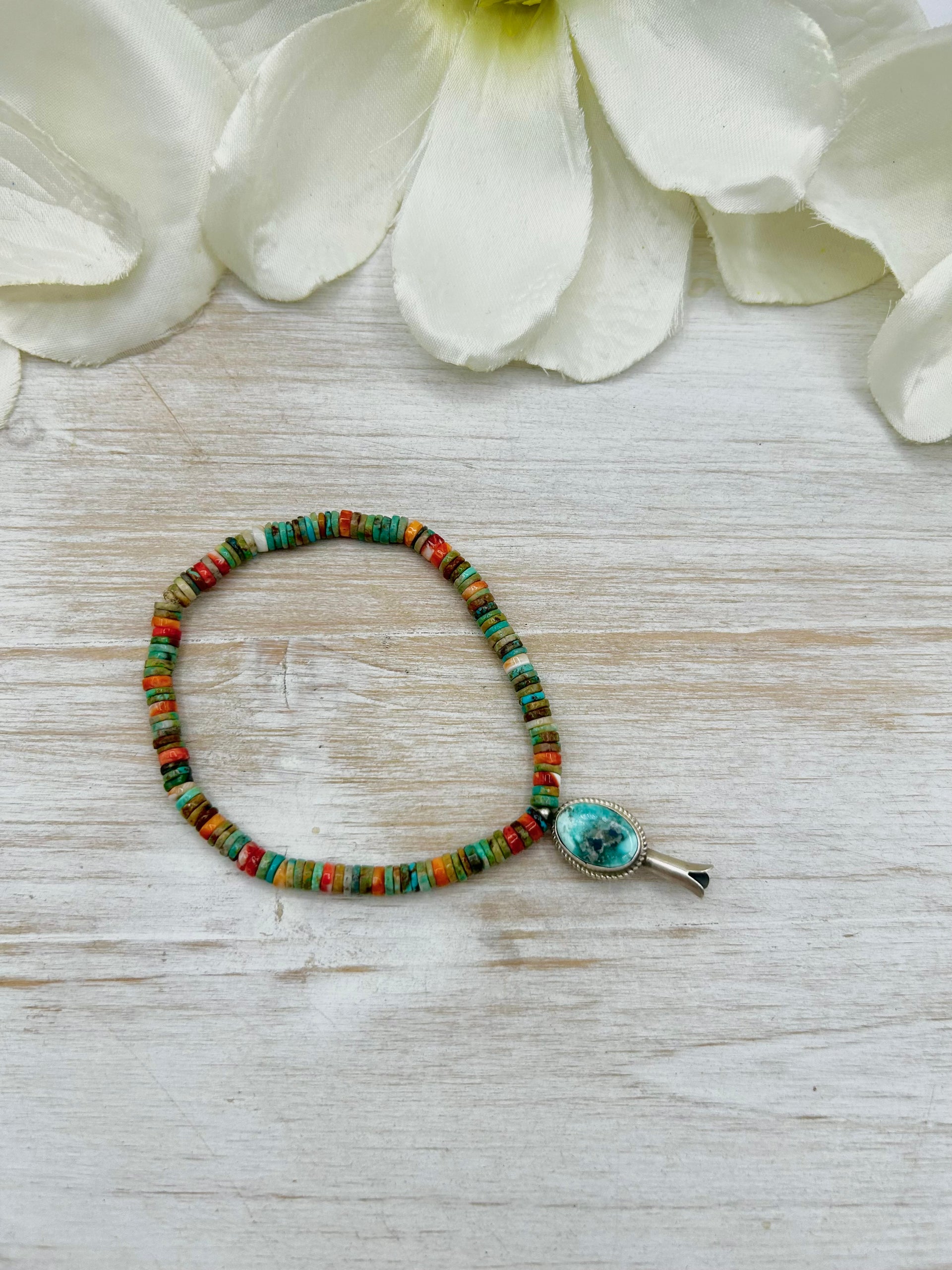 George Rios Multi Stone & Sterling Silver Stretchy Bracelet