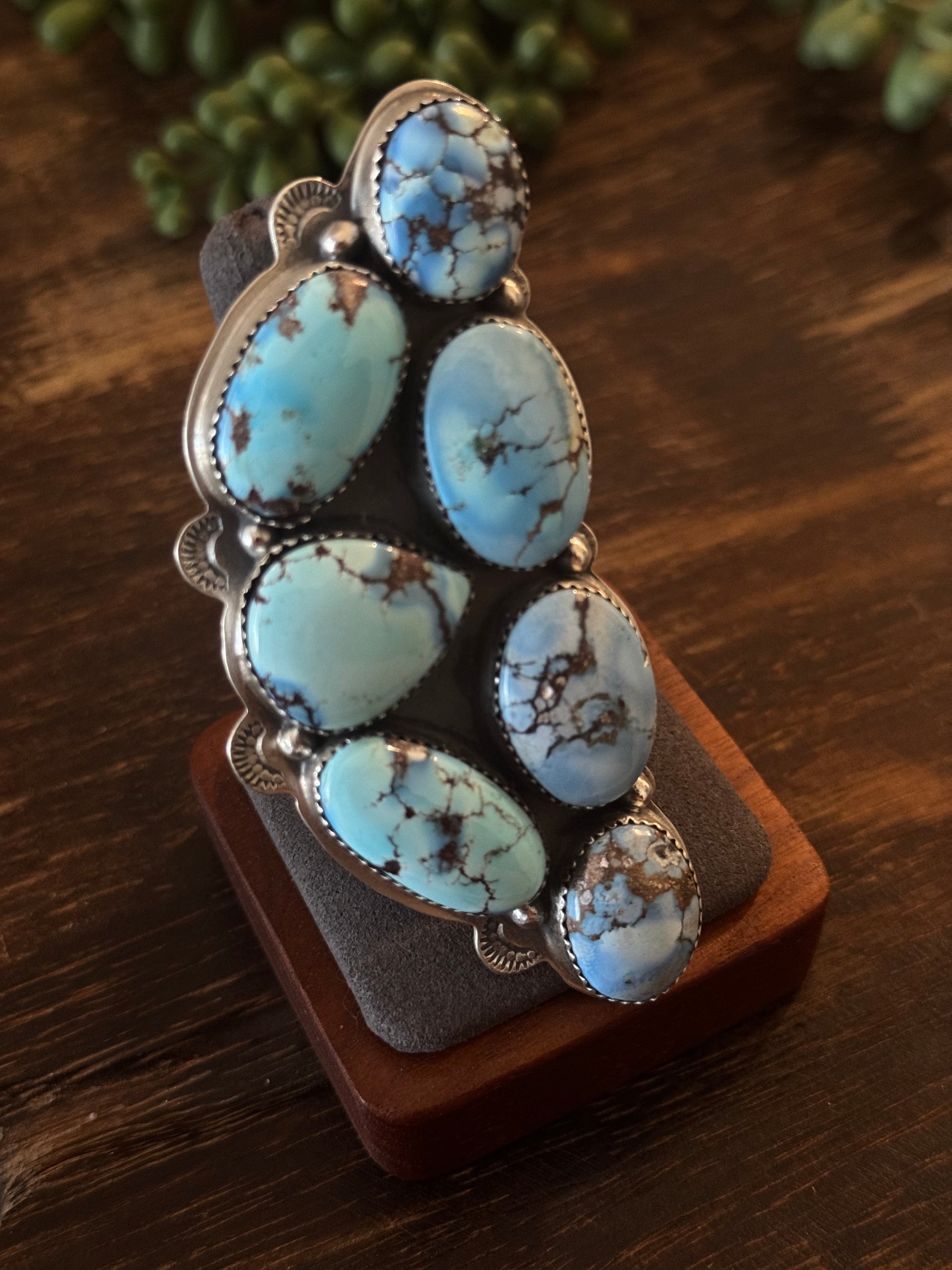 Boyd Ashley Golden Hills Turquoise & Sterling Silver Cluster Adjustable Ring