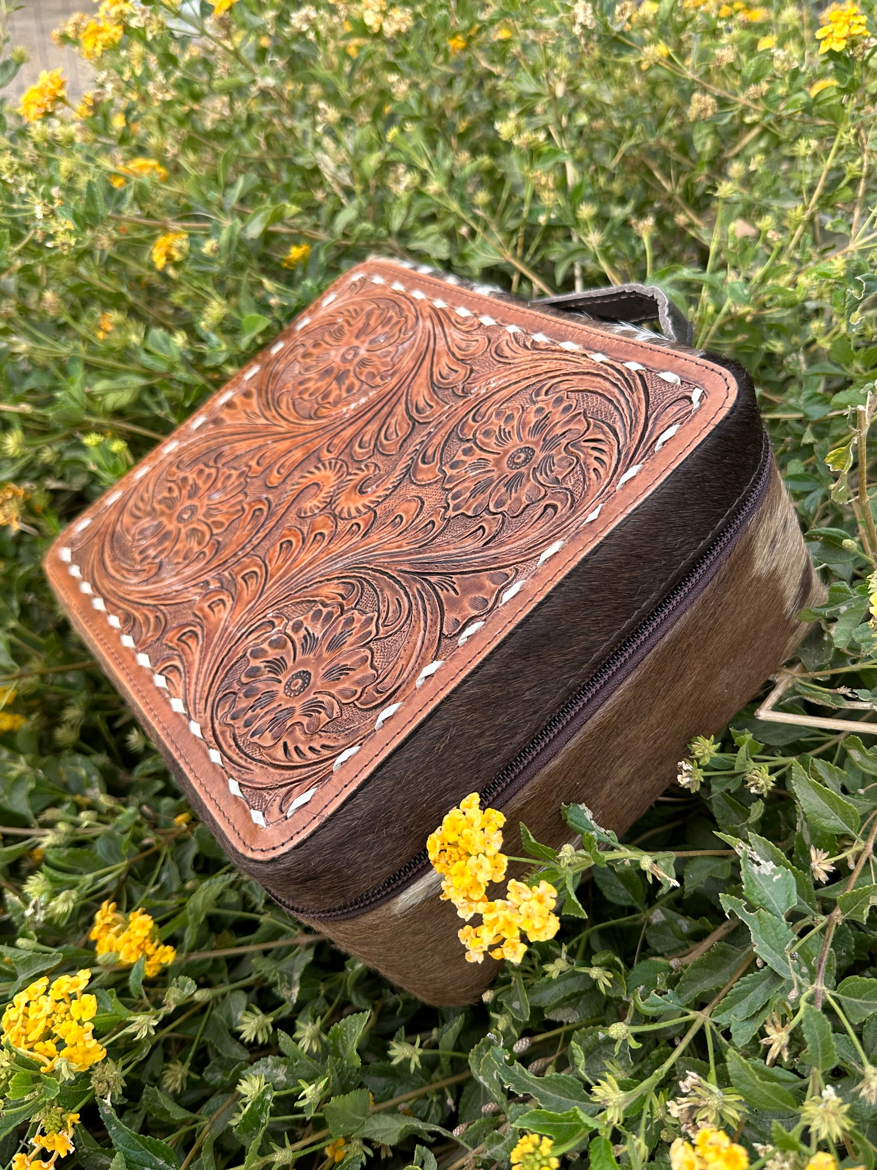 Genuine Leather Cowhide & Tooled Leather Jewelry Box