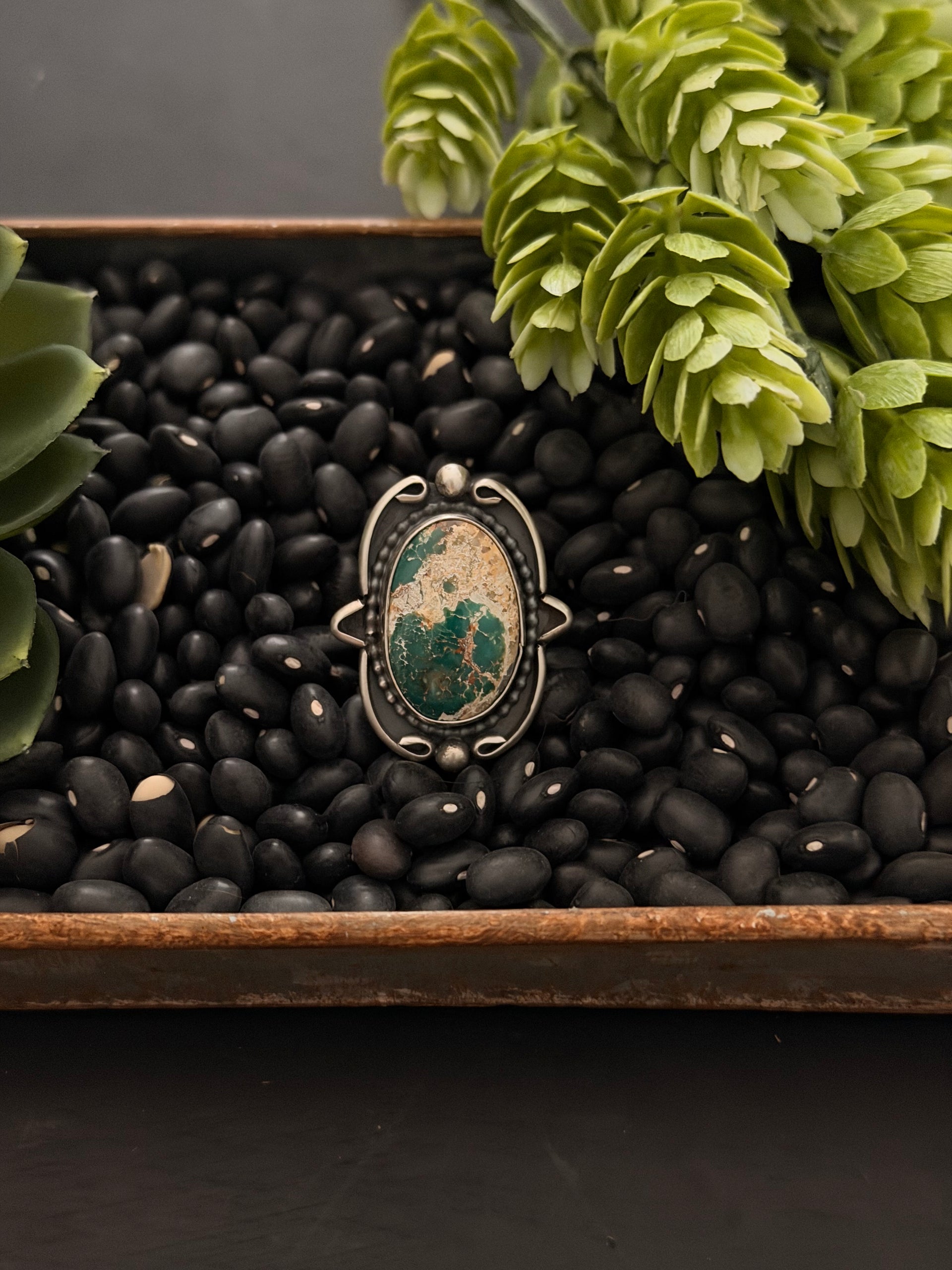 Navajo Made Royston Turquoise & Sterling Silver Adjustable Ring